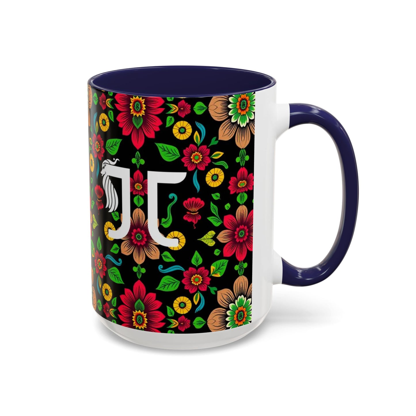 Accent Coffee Mug, Gemini, Zodiac v4, Flower Pattern, (11, 15oz)