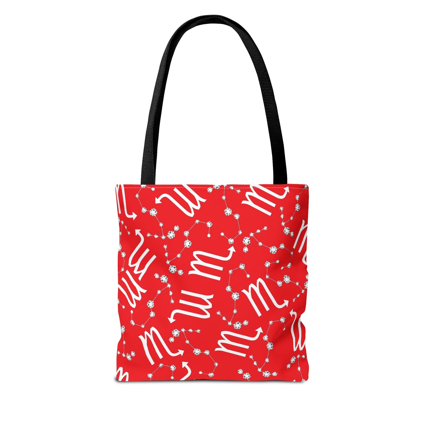 Tote Bag, Scorpio Zodiac Sign, AOP, (Red, White)