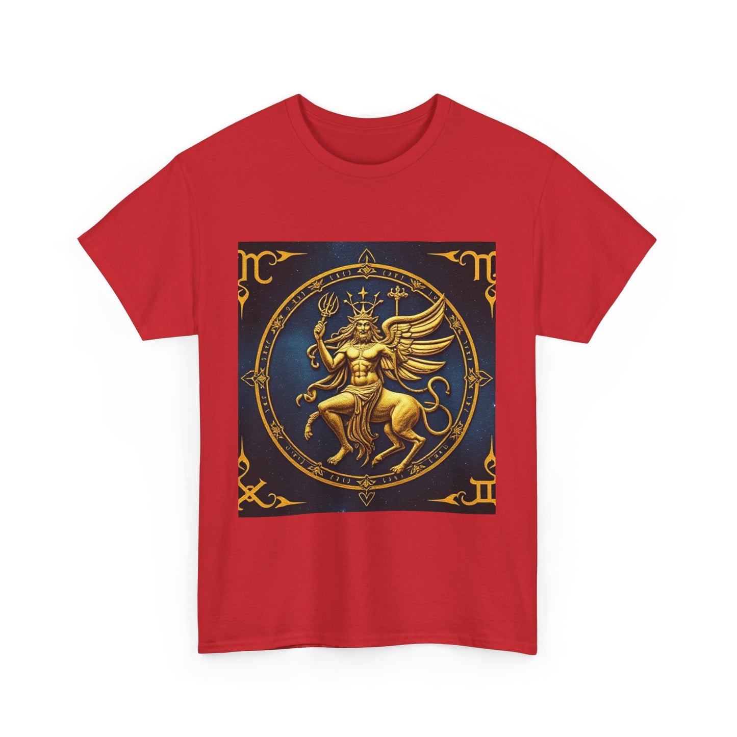 Unisex Heavy Cotton T-Shirt, Gold Angel, Symbol, Virgo Zodiac Design