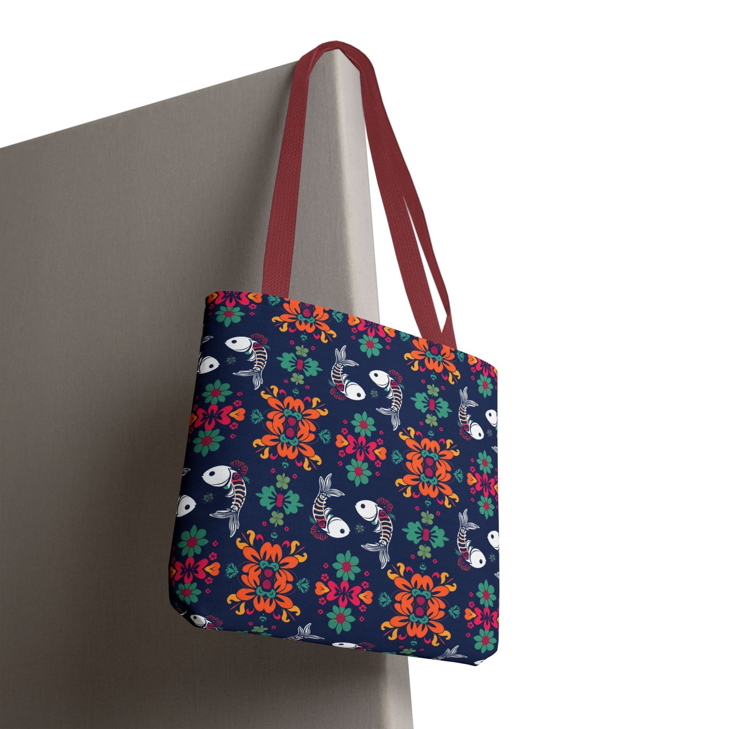 Tote Bag (AOP), Pisces, Zodiac, Flower Pattern
