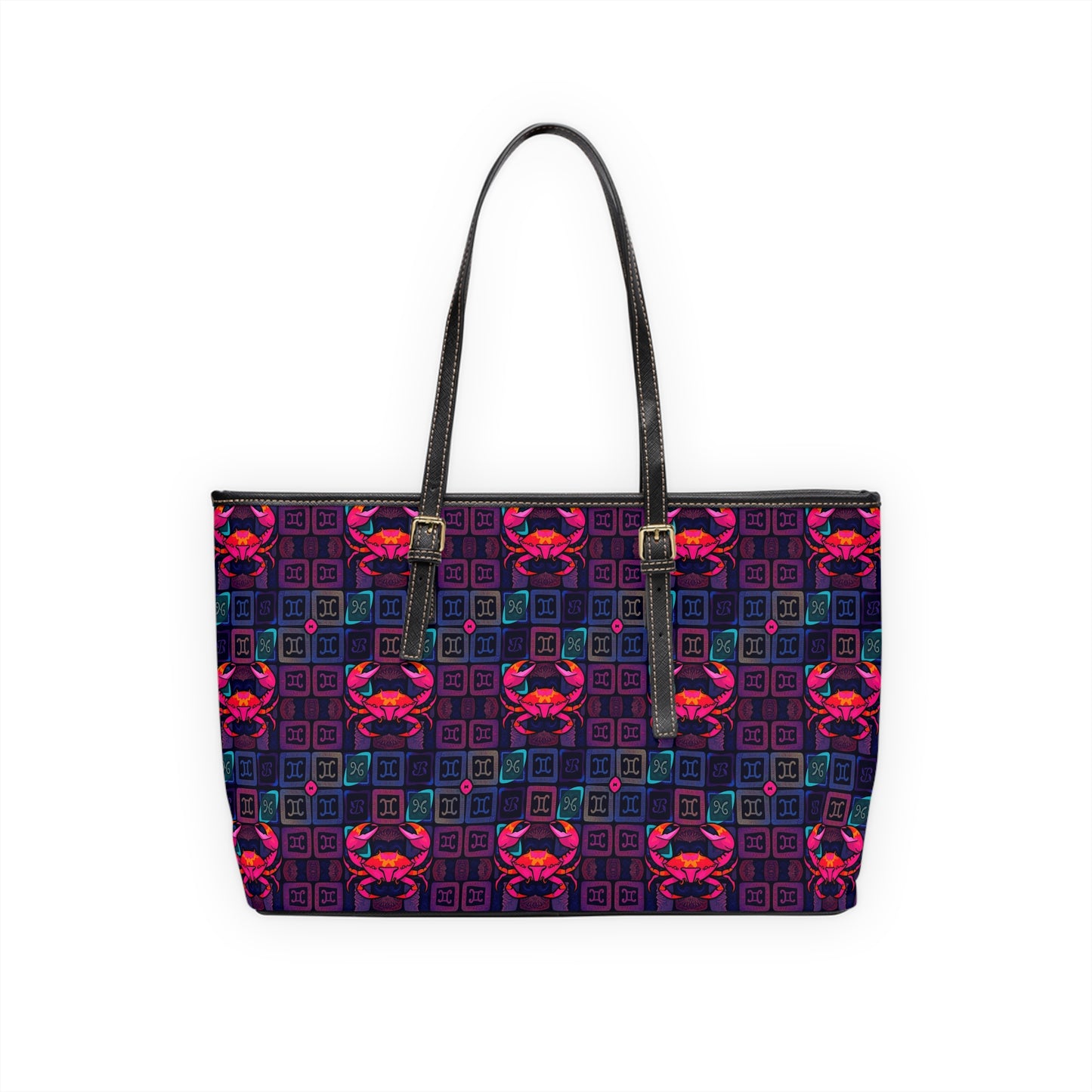 Leather Shoulder Bag, Cancer, Zodiac v3, Shapes Pattern