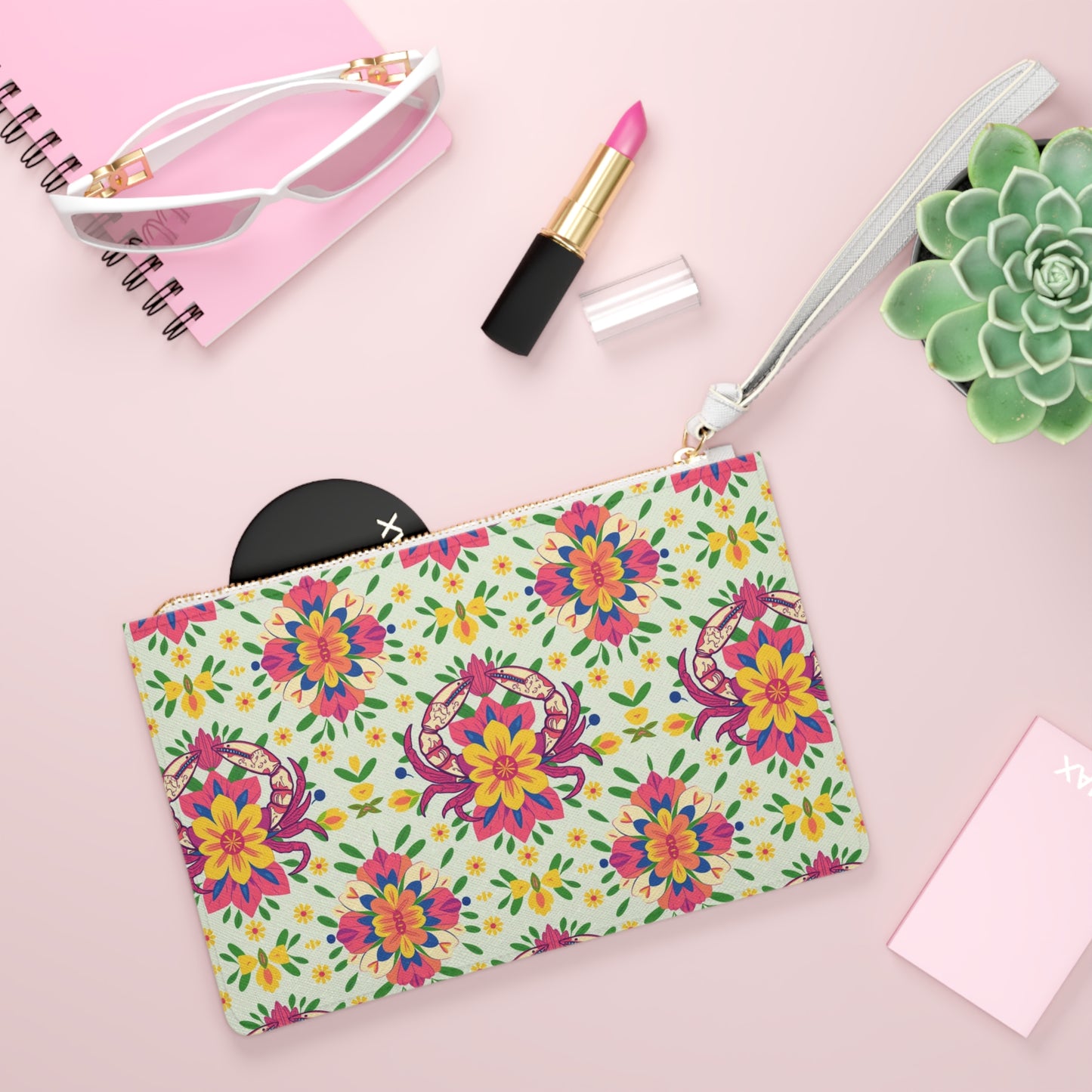 Clutch Bag, Cancer, Zodiac v2, Flower Pattern