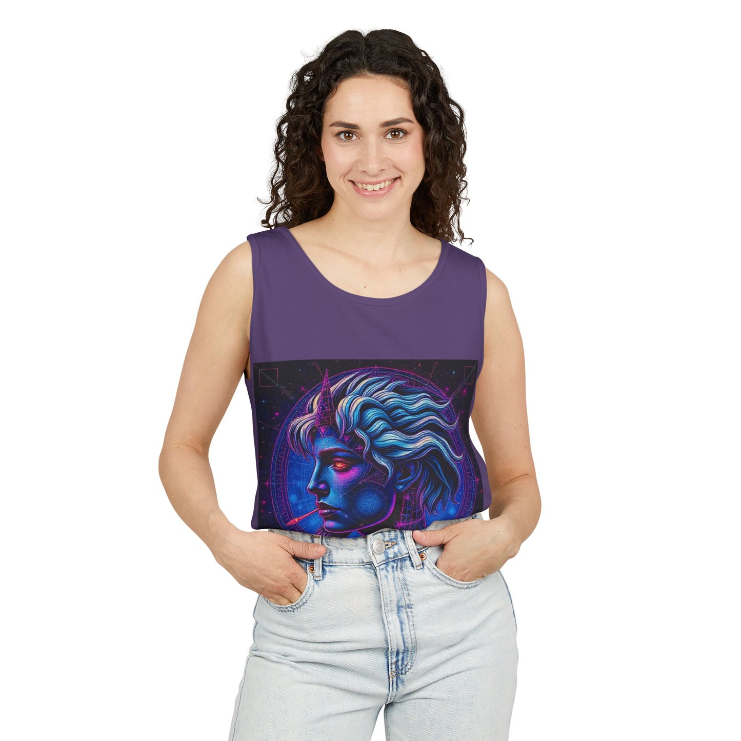 Unisex Garment-Dyed, Tank Top, Gemini, Pop Art v1, 100% US cotton