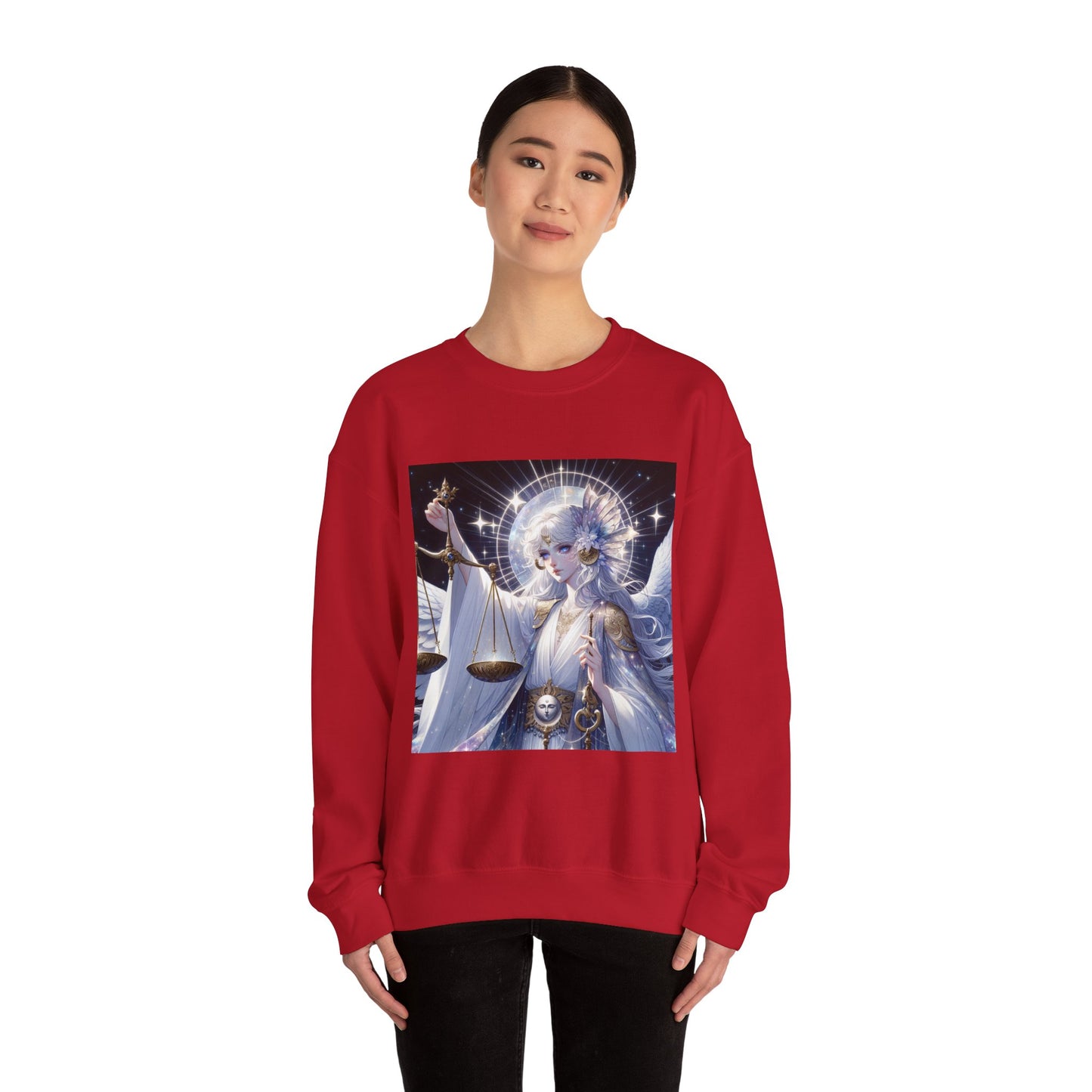 Unisex Heavy Blend™ Crewneck Sweatshirt,anime angel, Libra Zodiac Design