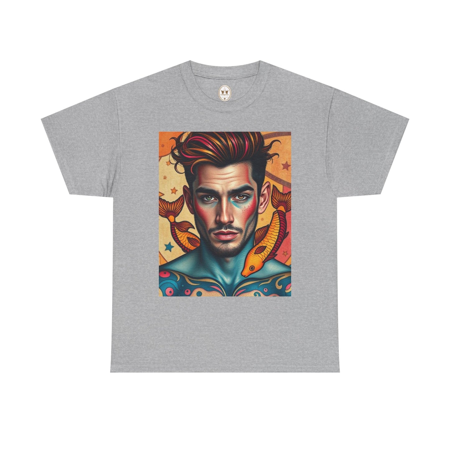Unisex Heavy Cotton T-Shirt, Pisces, Zodiac v2, Sexy Art