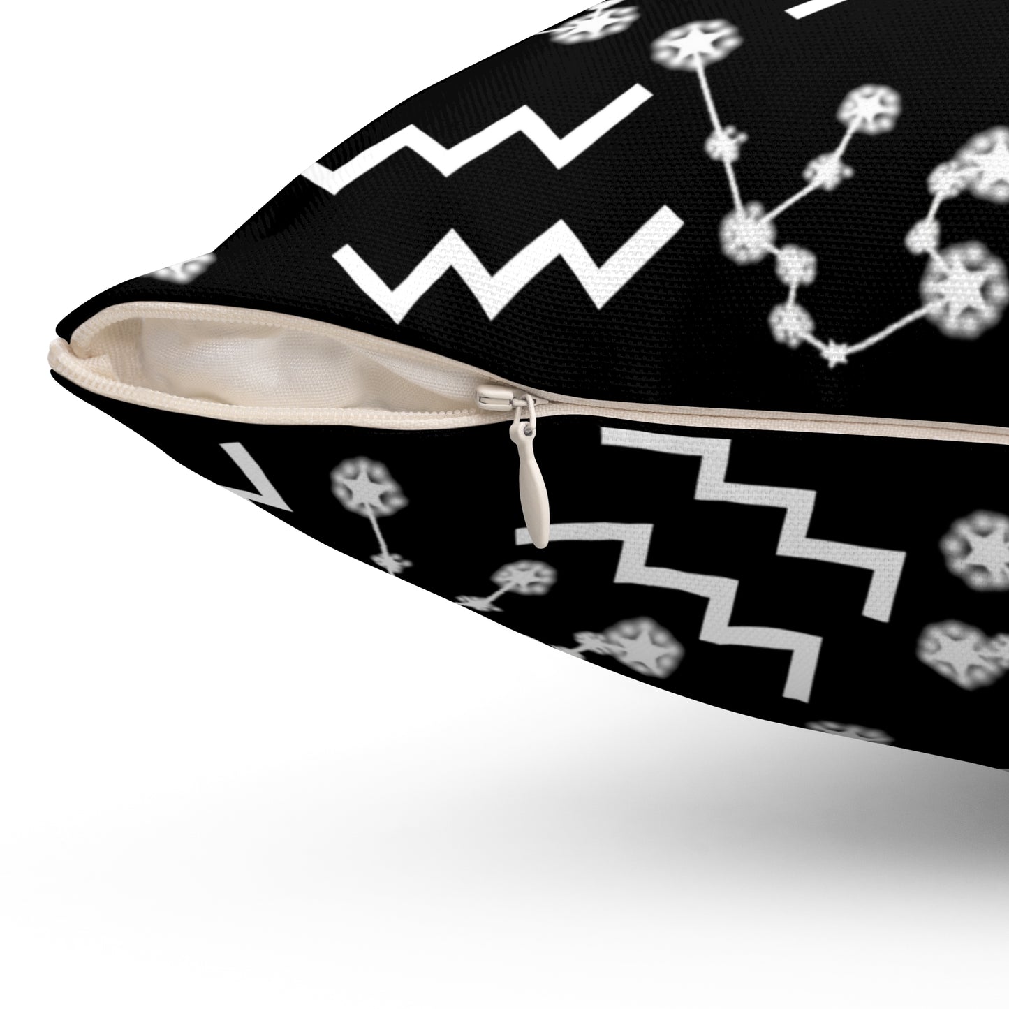 Zodiac Spun Polyester Square Pillow Aquarius Zodiac Sign Black Pillow