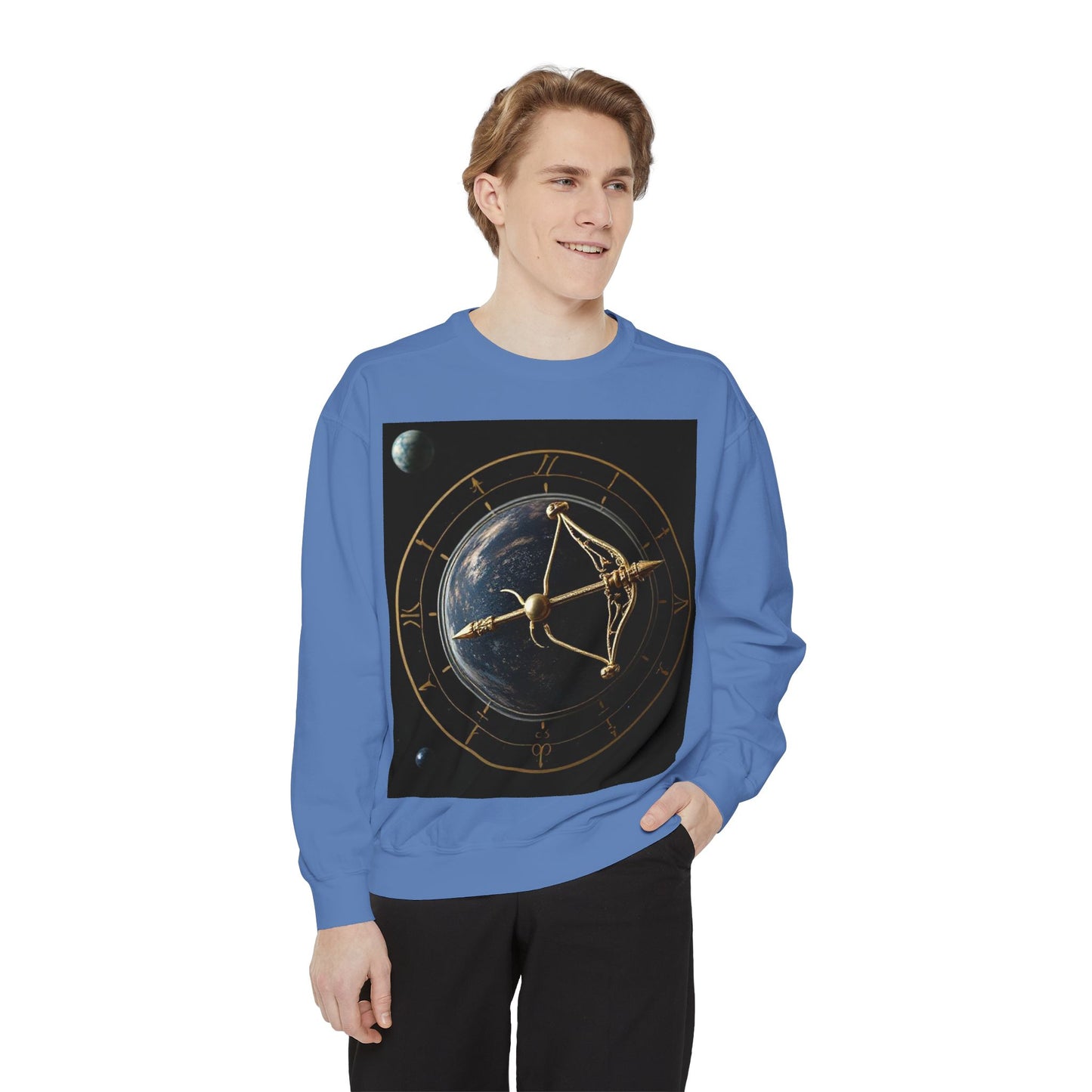 Garment-Dyed Sweatshirt, Unisex, Space Symbol Design v1, Sagittarius