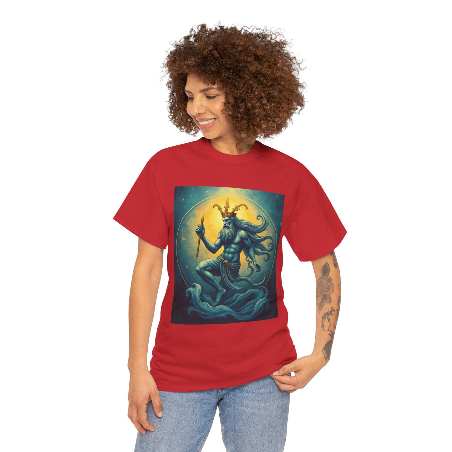 Unisex Heavy Cotton T-Shirt, Aquarius God, Zodiac Design