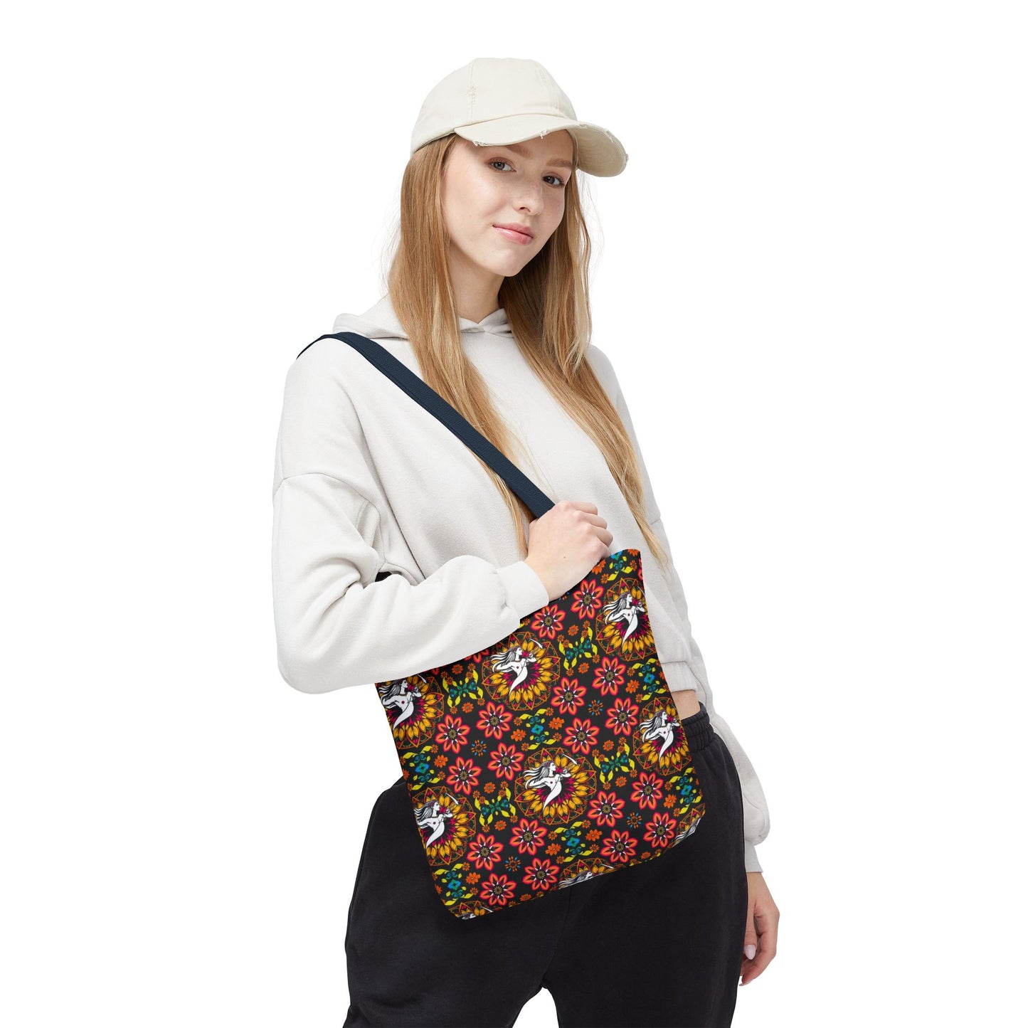 Tote Bag (AOP), Sagittarius, Zodiac v1, Flower Pattern