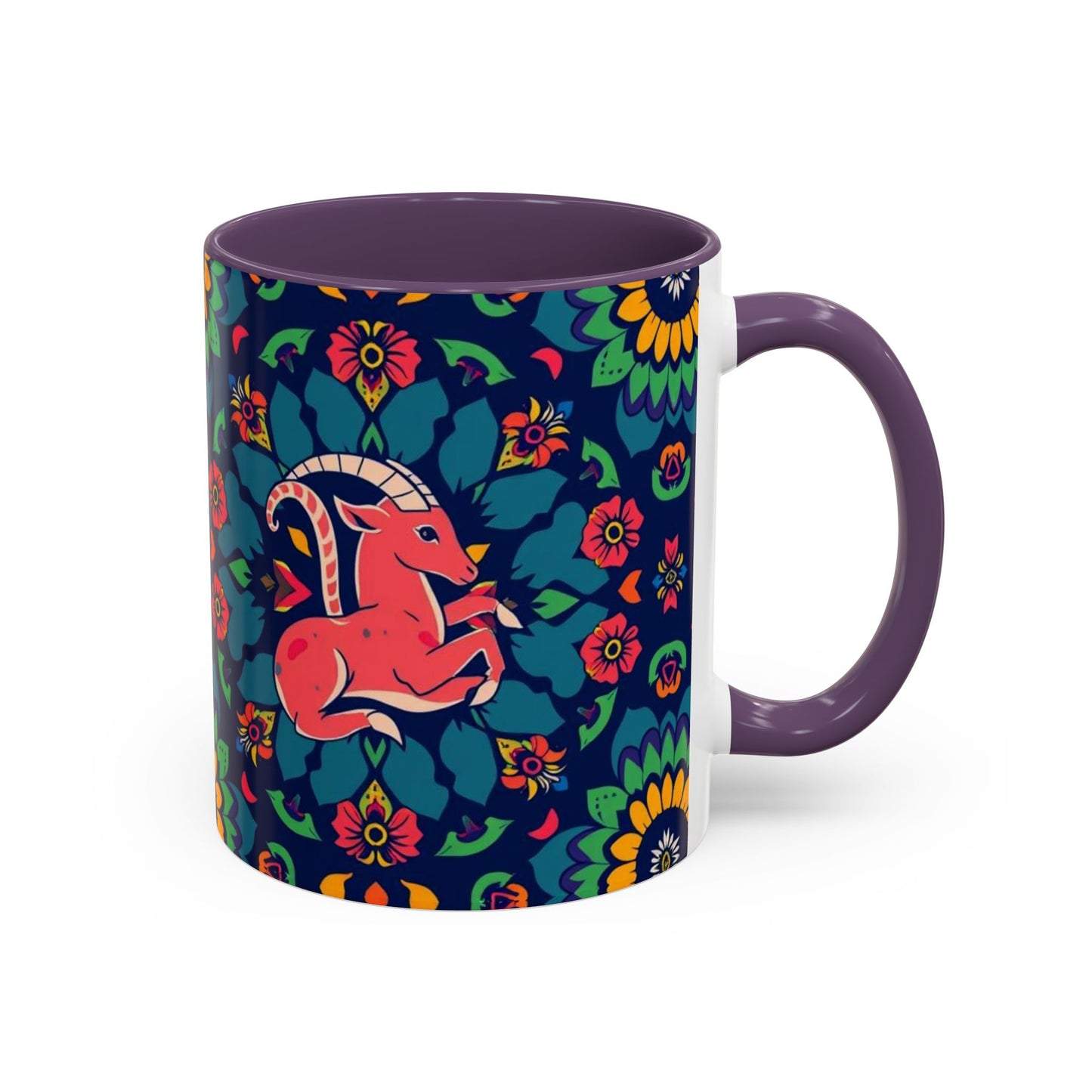 Accent Coffee Mug, Capricorn, Zodiac, Flower Pattern, (11, 15oz)