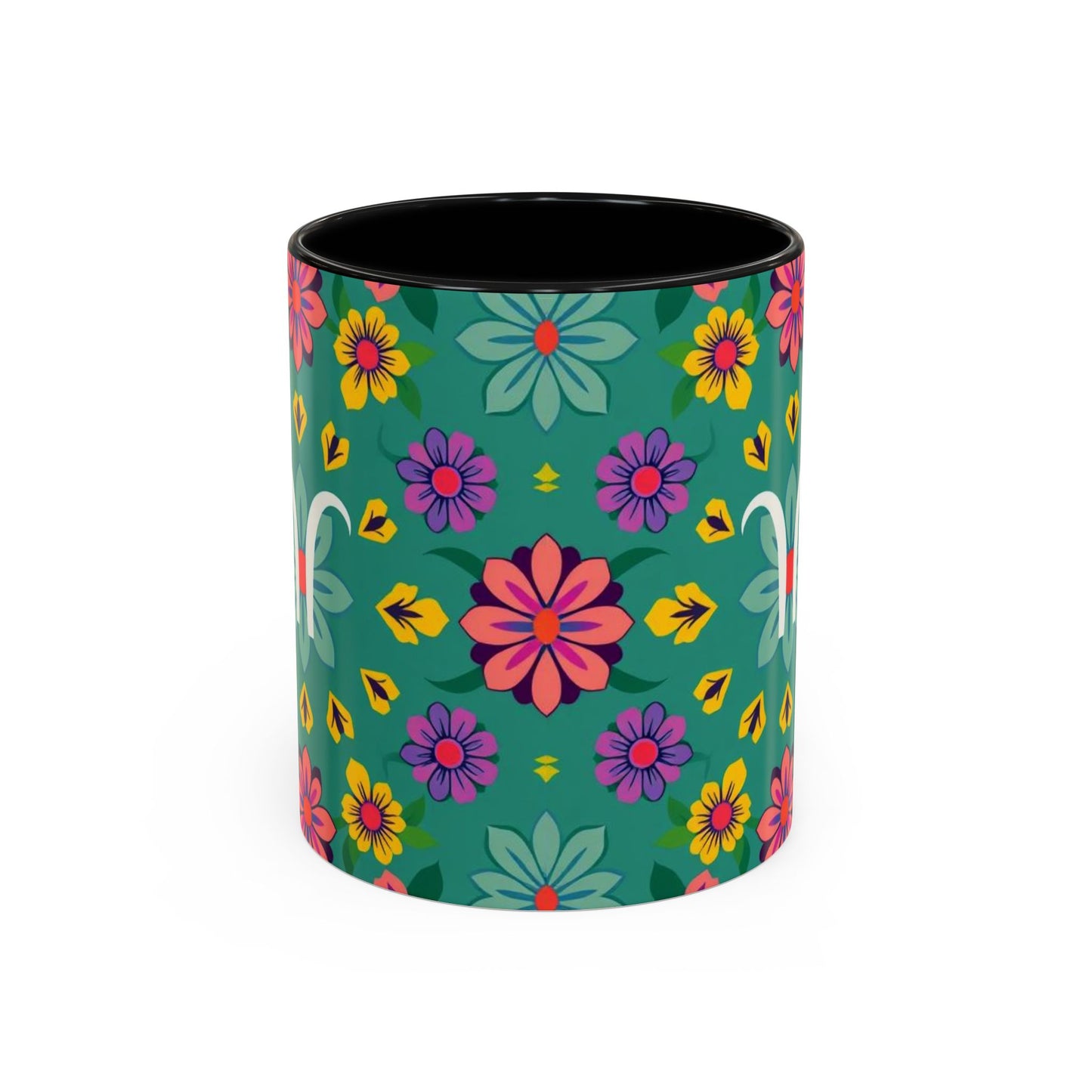 Accent Coffee Mug, Aquarius, Zodiac v3, Flower Pattern, (11, 15oz)
