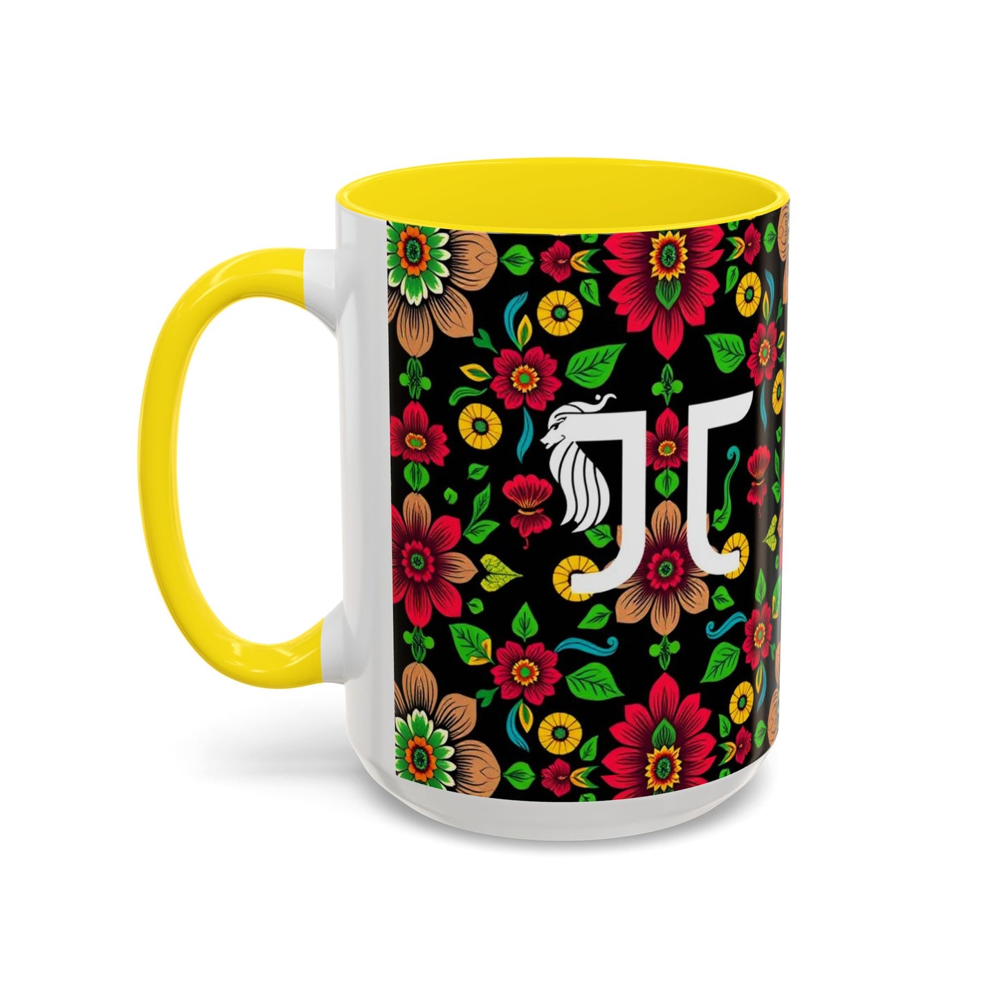 Accent Coffee Mug, Gemini, Zodiac v4, Flower Pattern, (11, 15oz)
