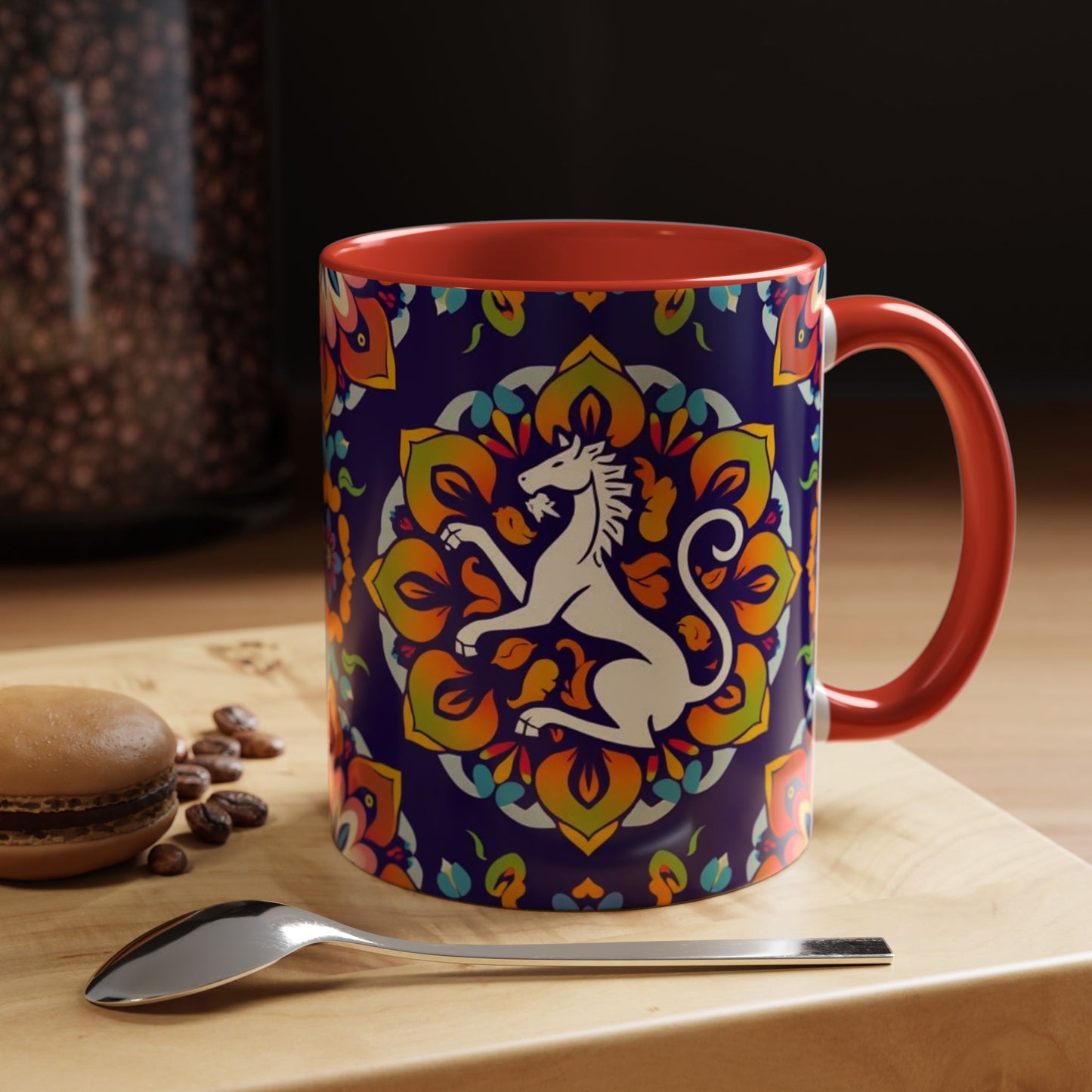 Accent Coffee Mug, Virgo, Zodiac v4. Flower Pattern, (11, 15oz)