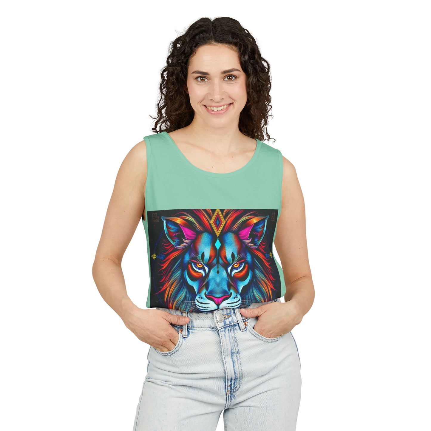 Unisex Garment-Dyed, Tank Top, Leo, Pop Art v1, 100% US cotton
