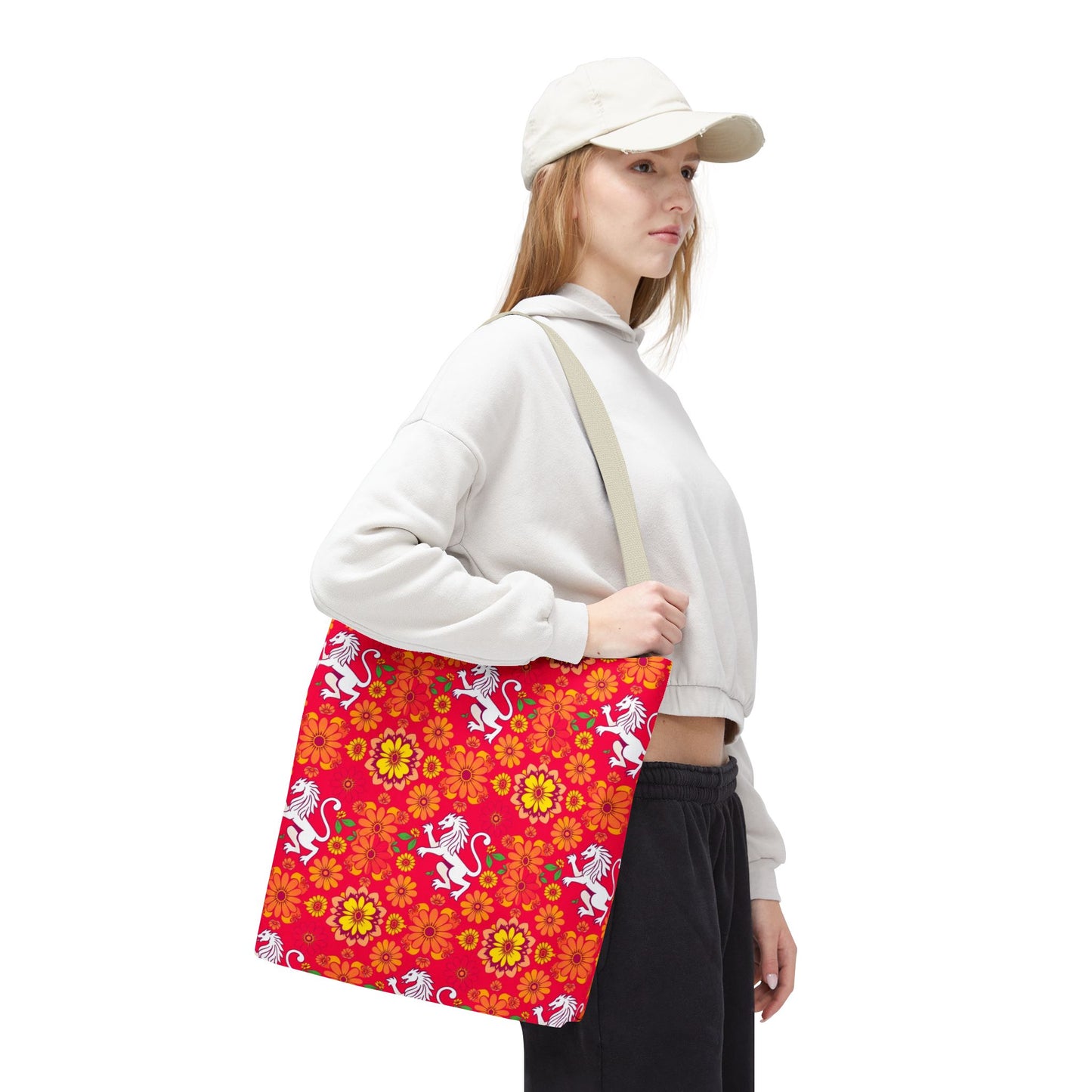 Tote Bag (AOP), Leo, Zodiac, Flower Pattern