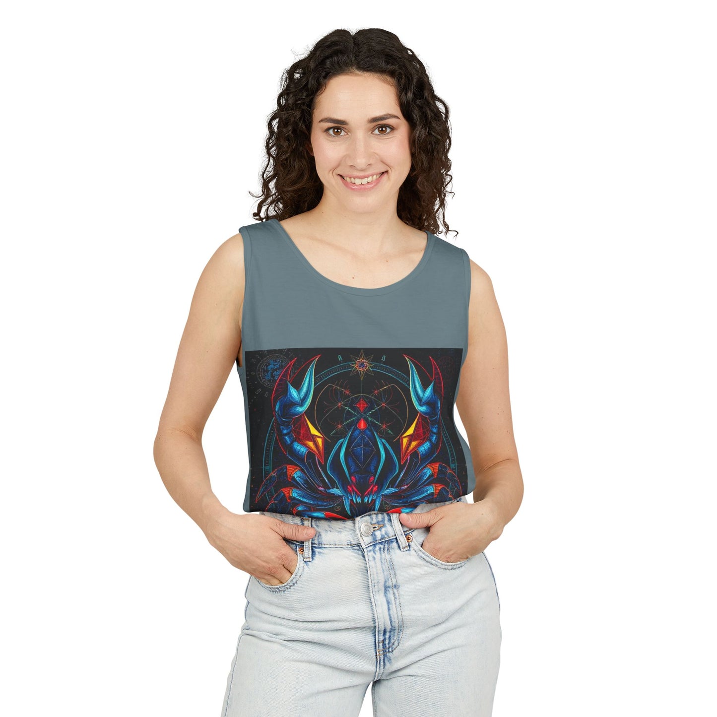 Unisex Garment-Dyed, Tank Top, Scorpio Design, Pop Art v1, 100% US cotton
