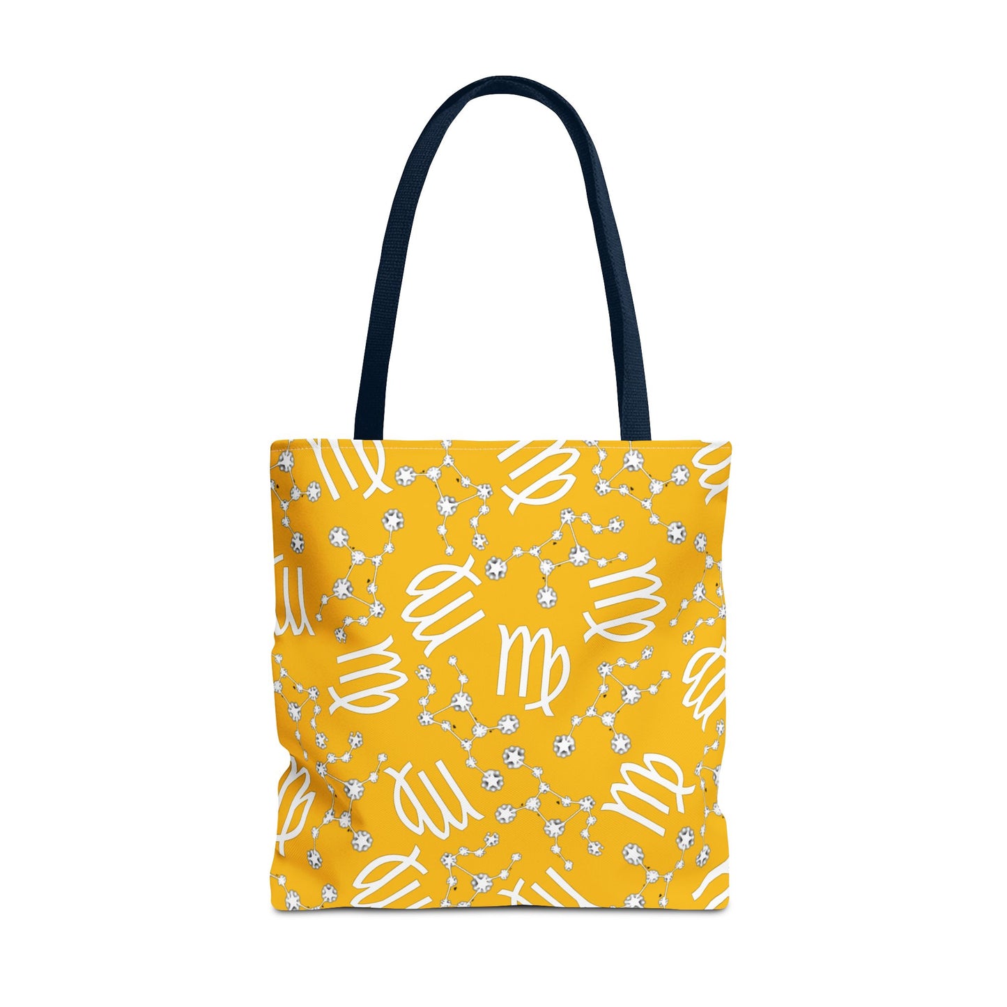 Tote Bag, Virgo Zodiac Sign, AOP, (Yellow White)