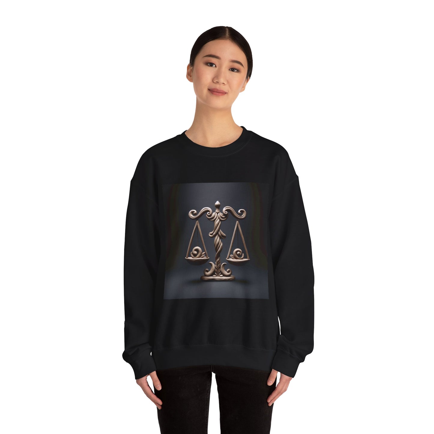 Unisex Heavy Blend™ Crewneck Sweatshirt, Brown Scale, Libra Zodiac Design