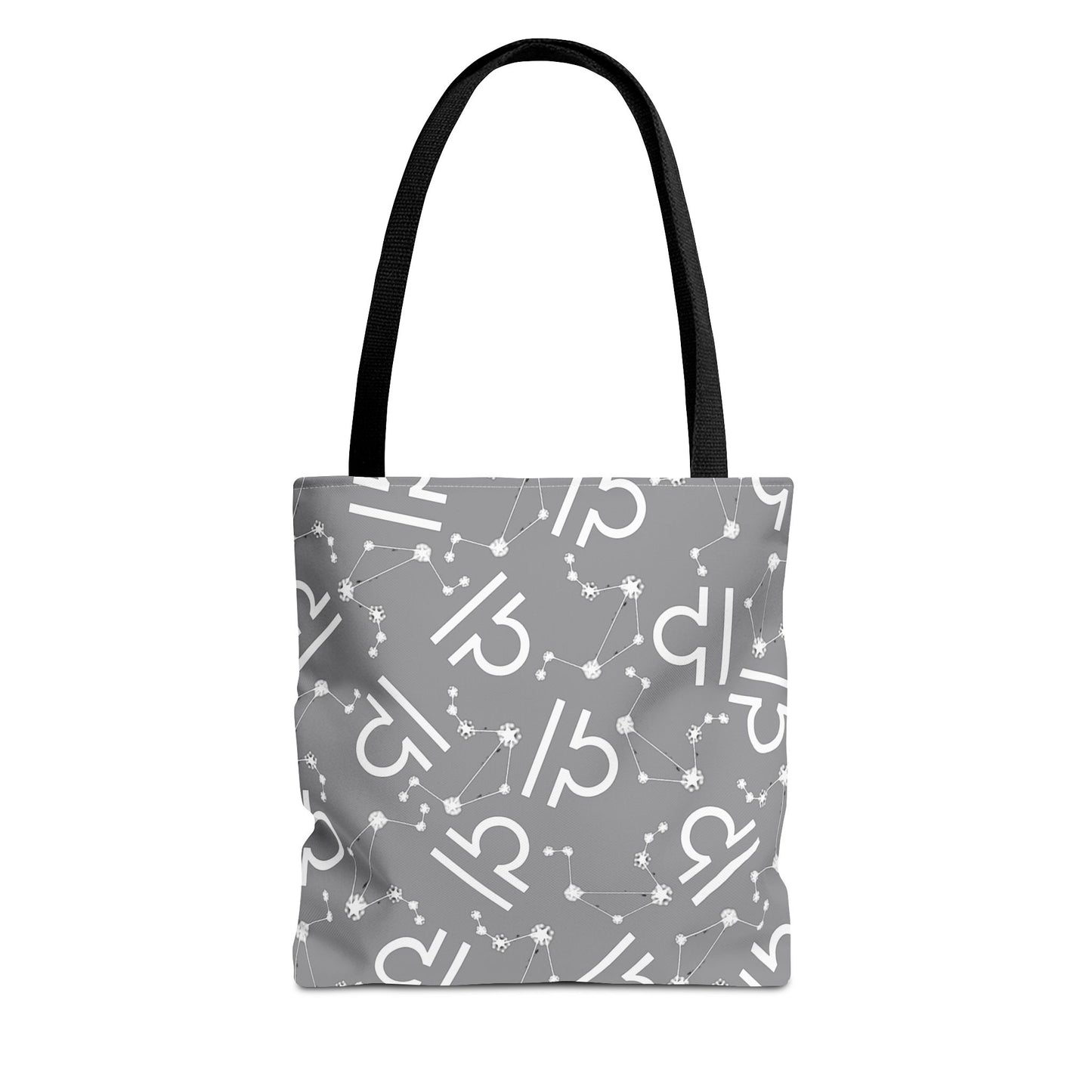 Tote Bag, Libra Zodiac Sign, AOP, (Grey, White)