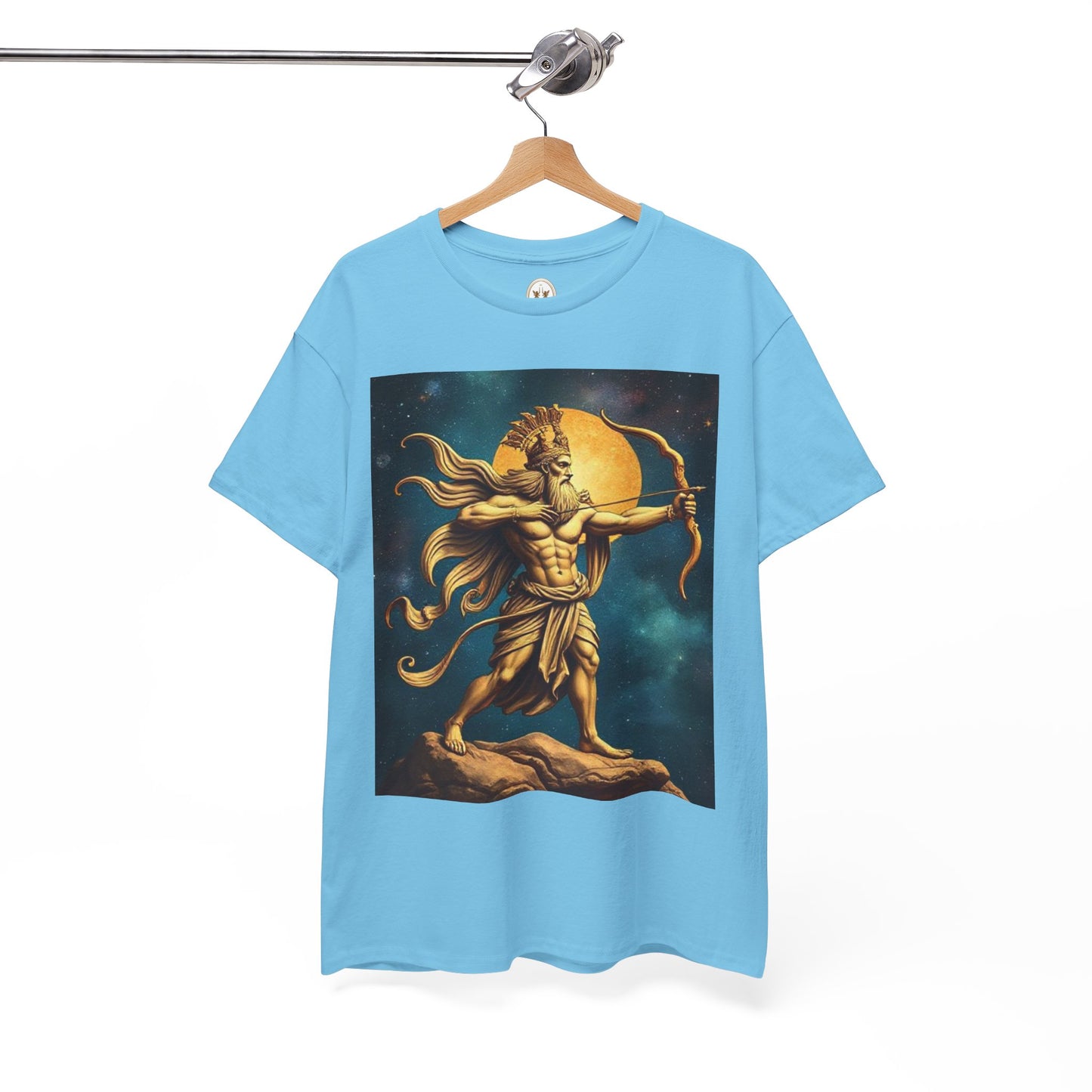 Unisex Heavy Cotton T-Shirt, Midnight Arrow v1, Sagittarius Zodiac Design