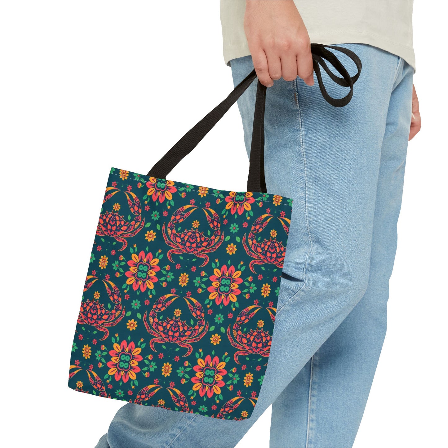 Tote Bag (AOP), Cancer, Zodiac v2, Flower Pattern