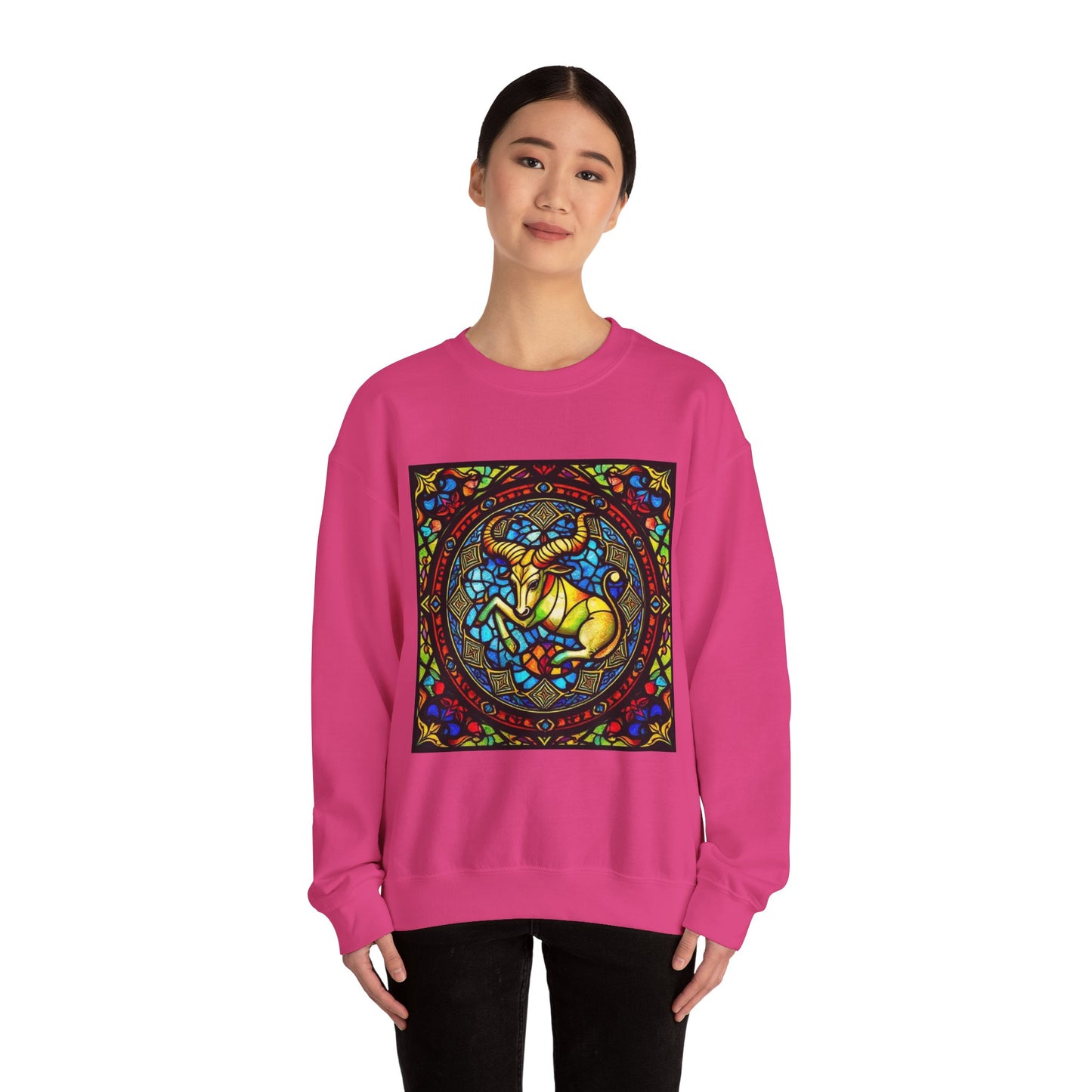 Unisex Heavy Blend™ Crewneck Sweatshirt, Glass, Taurus Zodiac Design
