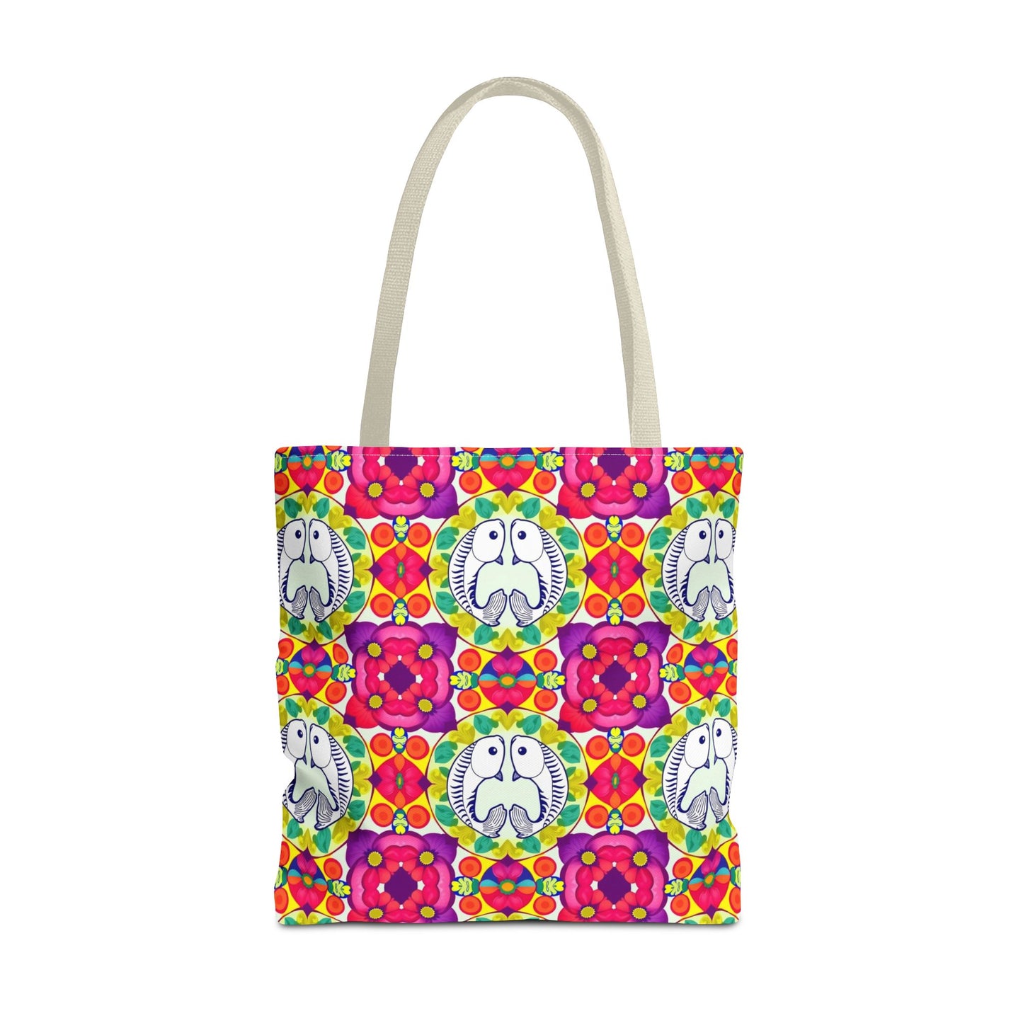 Tote Bag, (AOP), Pisces, Zodiac v4, Flower Pattern
