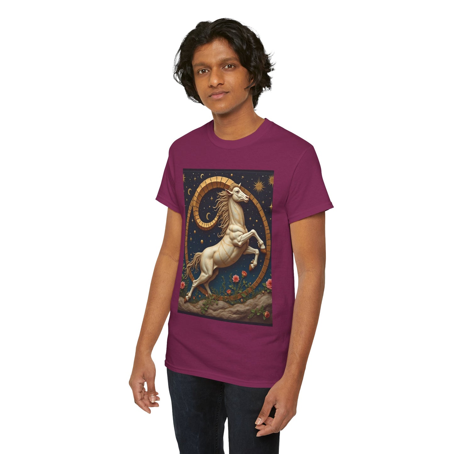 Unisex Heavy Cotton T-Shirt, Aries Animal. Zodiac Design