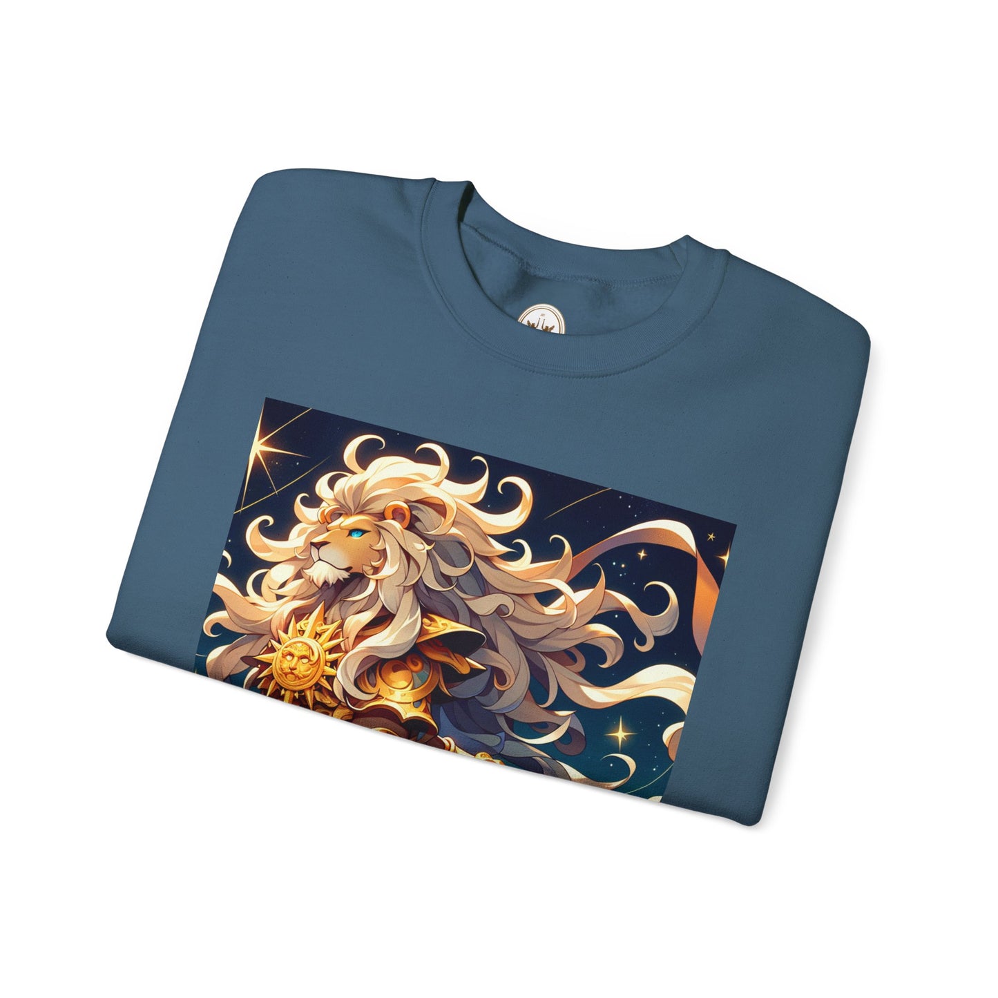 Unisex Heavy Blend™ Crewneck Sweatshirt,Cool Lion with White Hair, Leo Zodiac Design