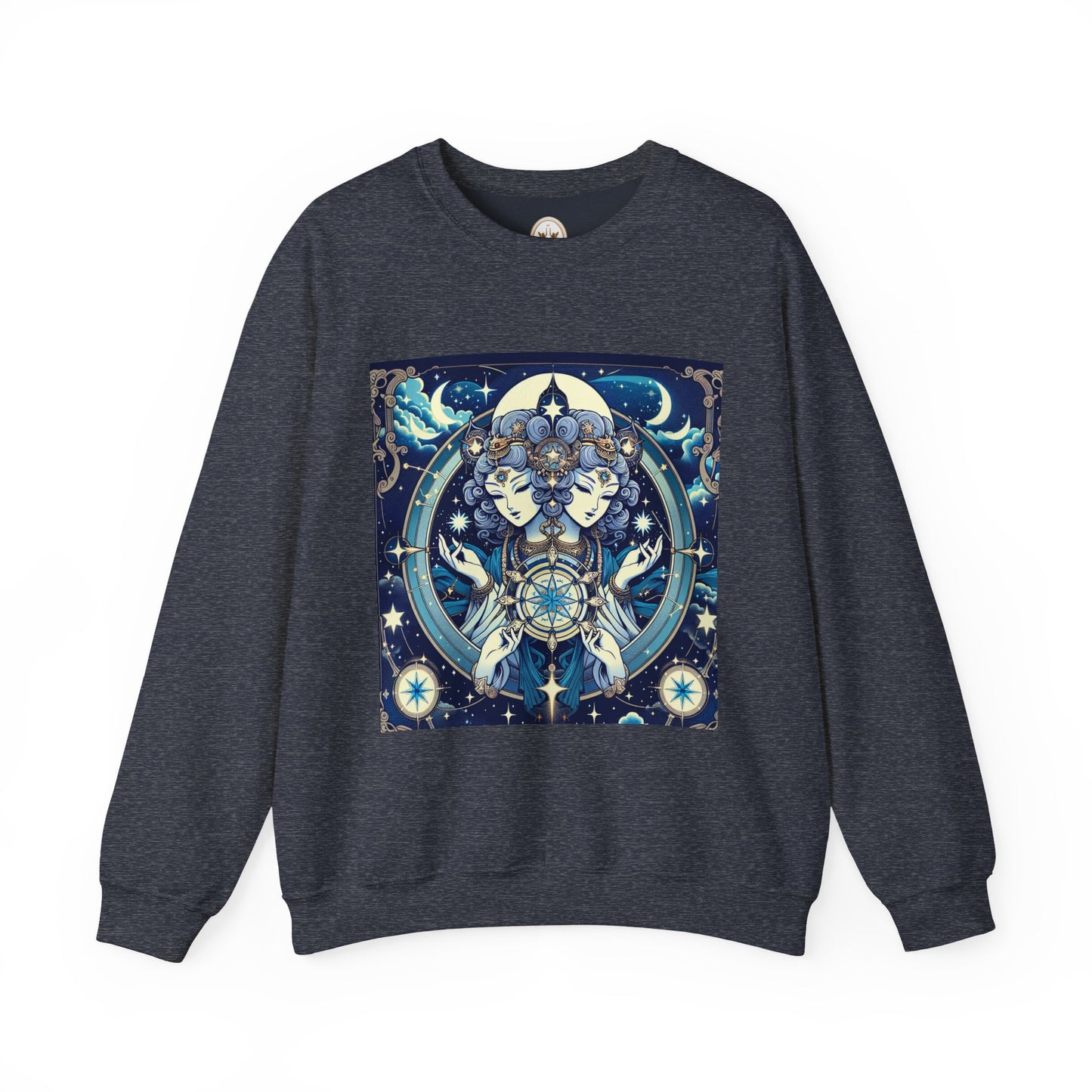 Unisex Heavy Blend™ Crewneck Sweatshirt,Twin Body, Gemini Zodiac Design
