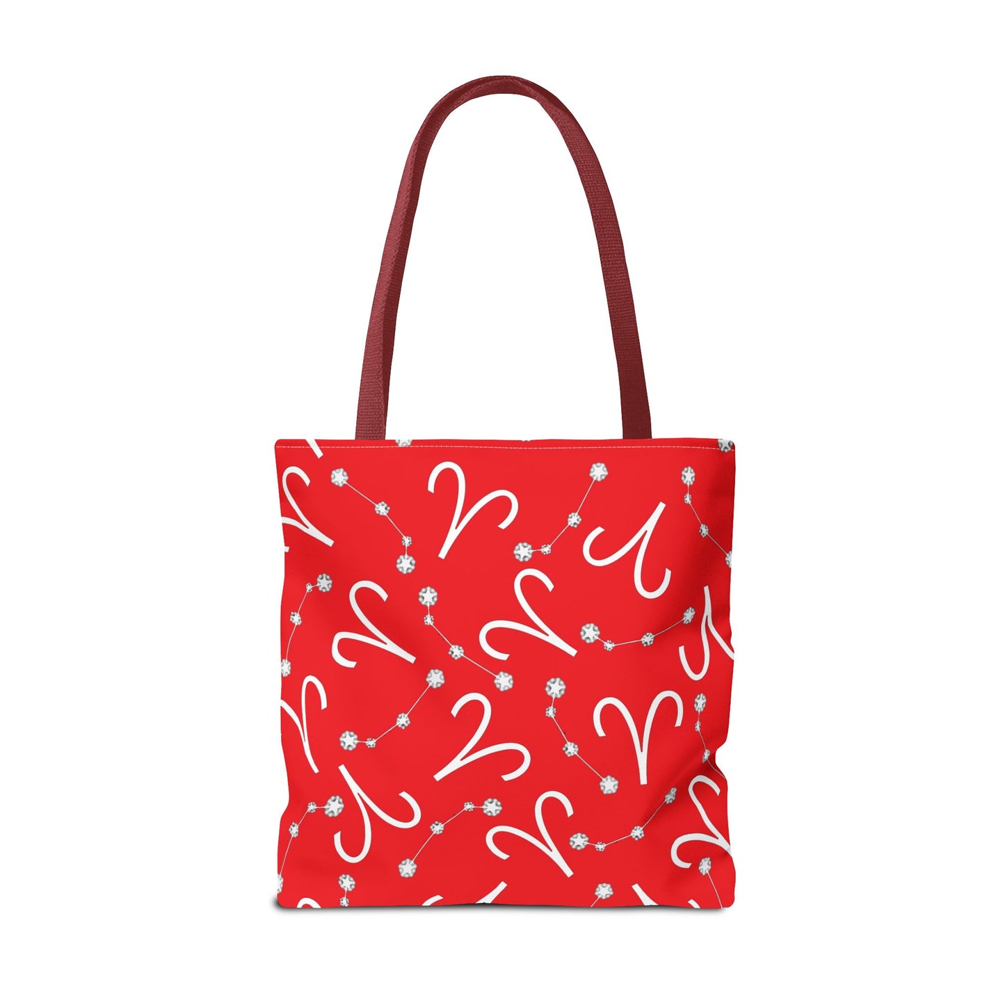Tote Bag, Aries Zodiac Sign, AOP, (Red, White)