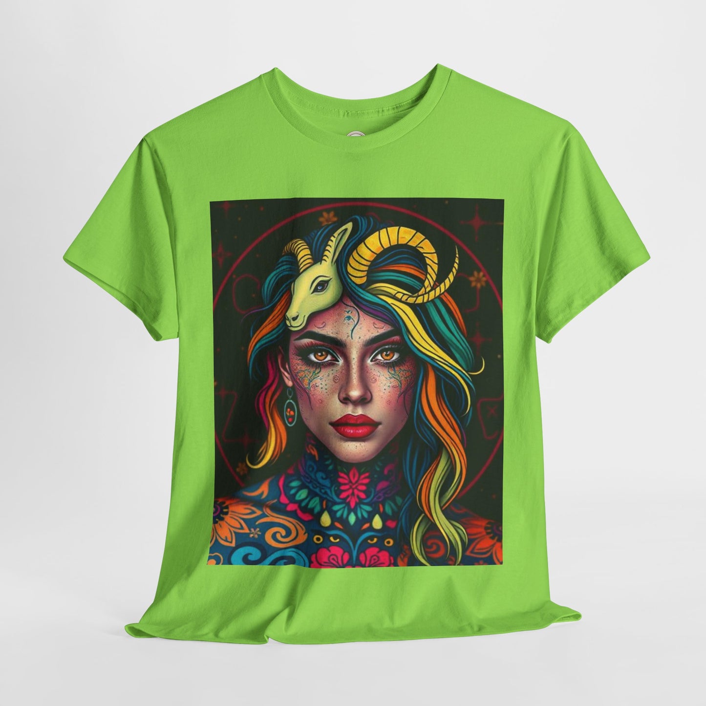 Unisex Heavy Cotton T-Shirt, Capricorn, Zodiac v2, Sexy Art