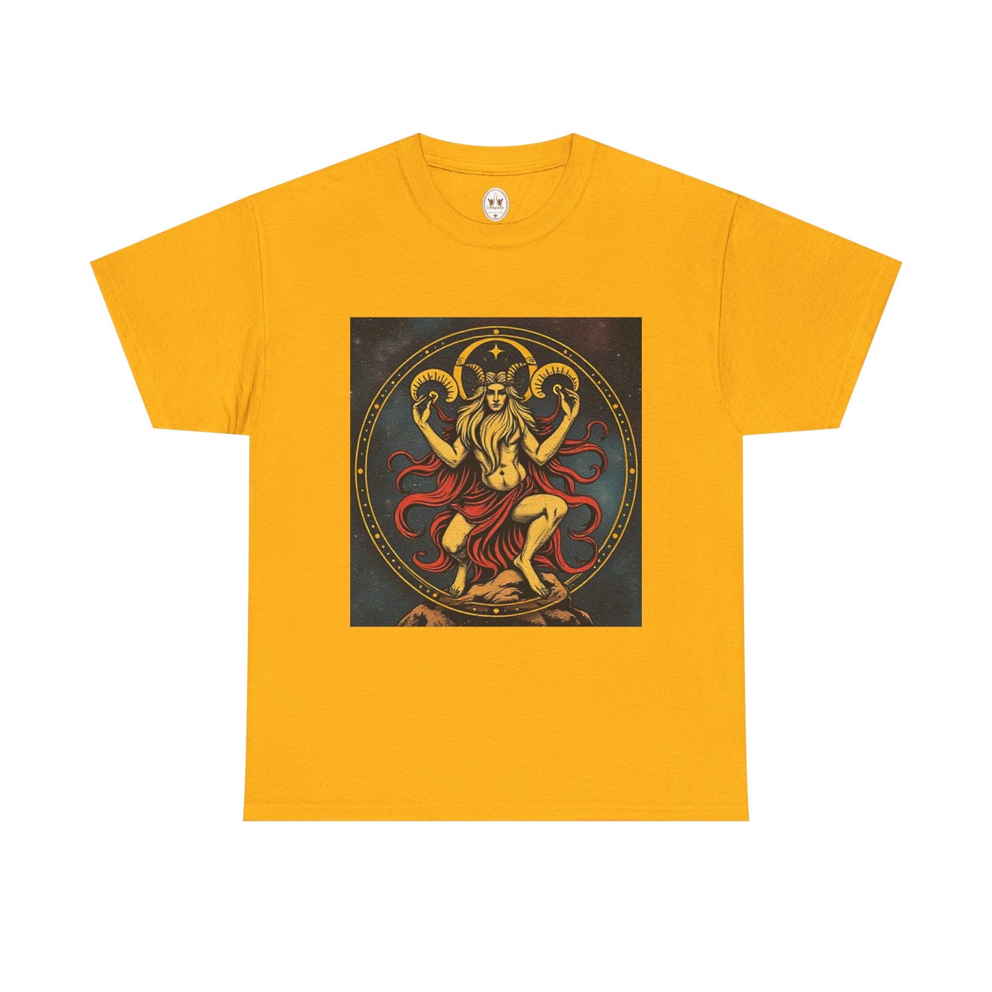 Unisex Heavy Cotton T-Shirt, Aries God 3v, Zodiac Design