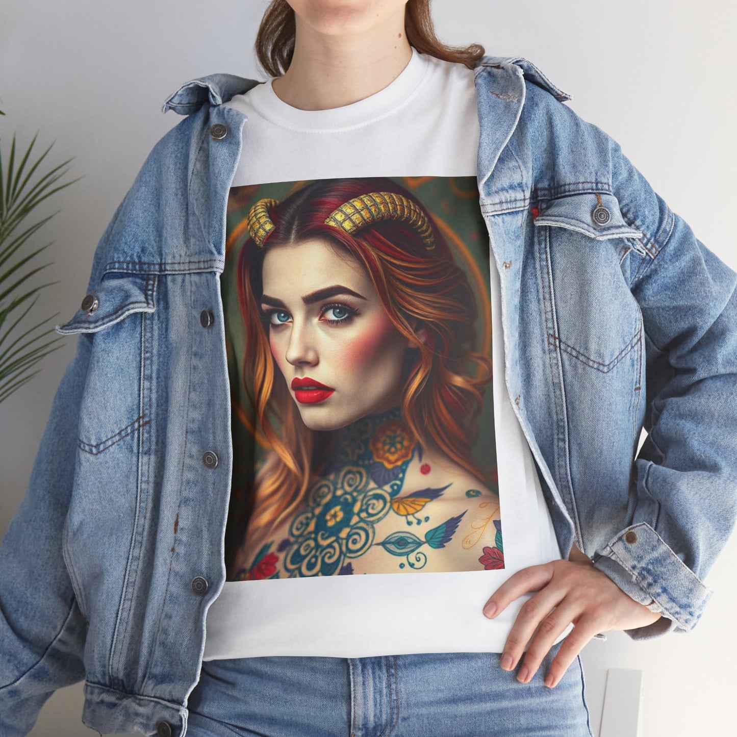 Unisex Heavy Cotton T-Shirt, Capricorn, Zodiac v3, Sexy Art
