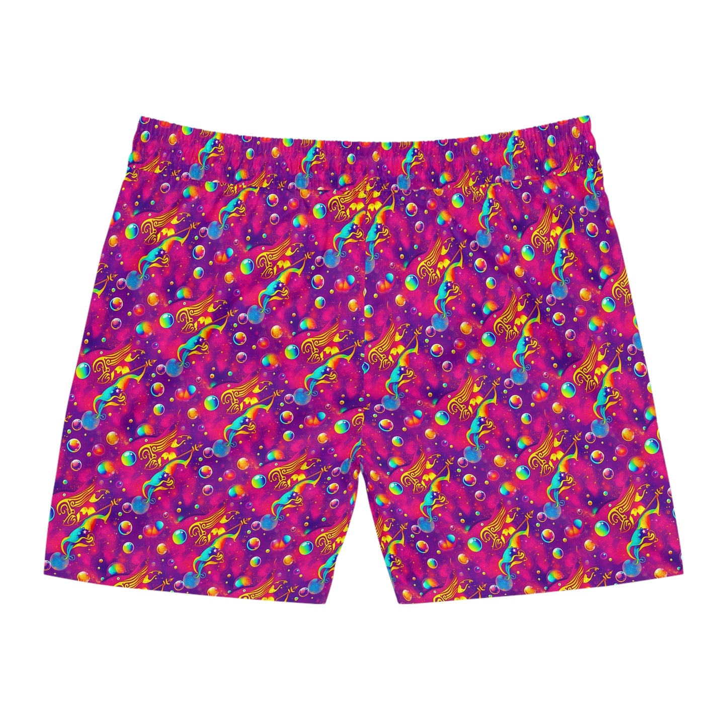 Men's Mid-Length Swim Shorts, (AOP), Sagittarius, Zodiac v3, Bubble Pattern