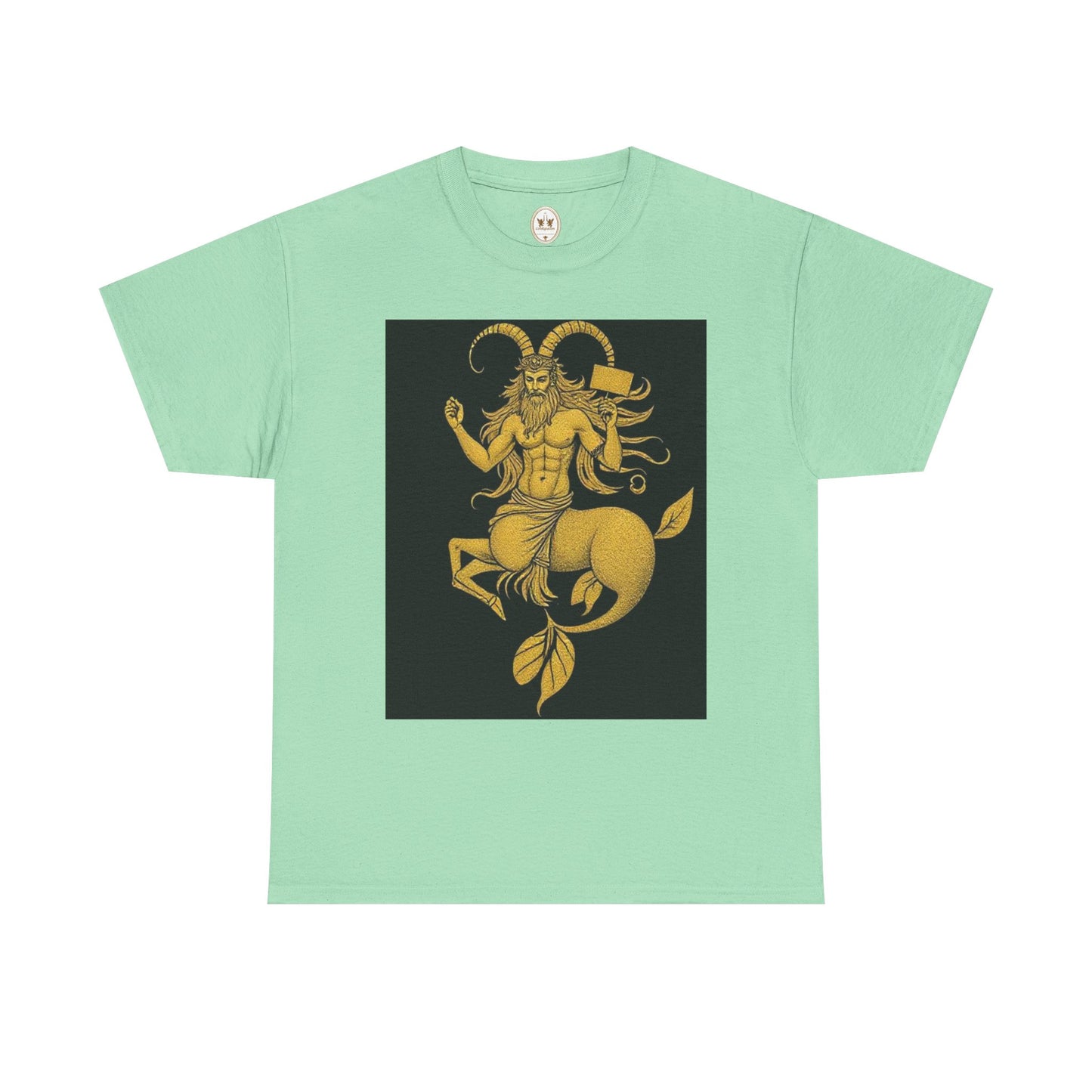 Unisex Heavy Cotton T-Shirt, Capricorn God, Zodiac Design