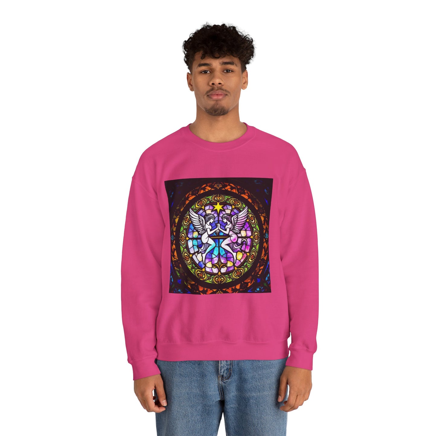 Unisex Heavy Blend™ Crewneck Sweatshirt, Glass 1, Gemini Zodiac Design