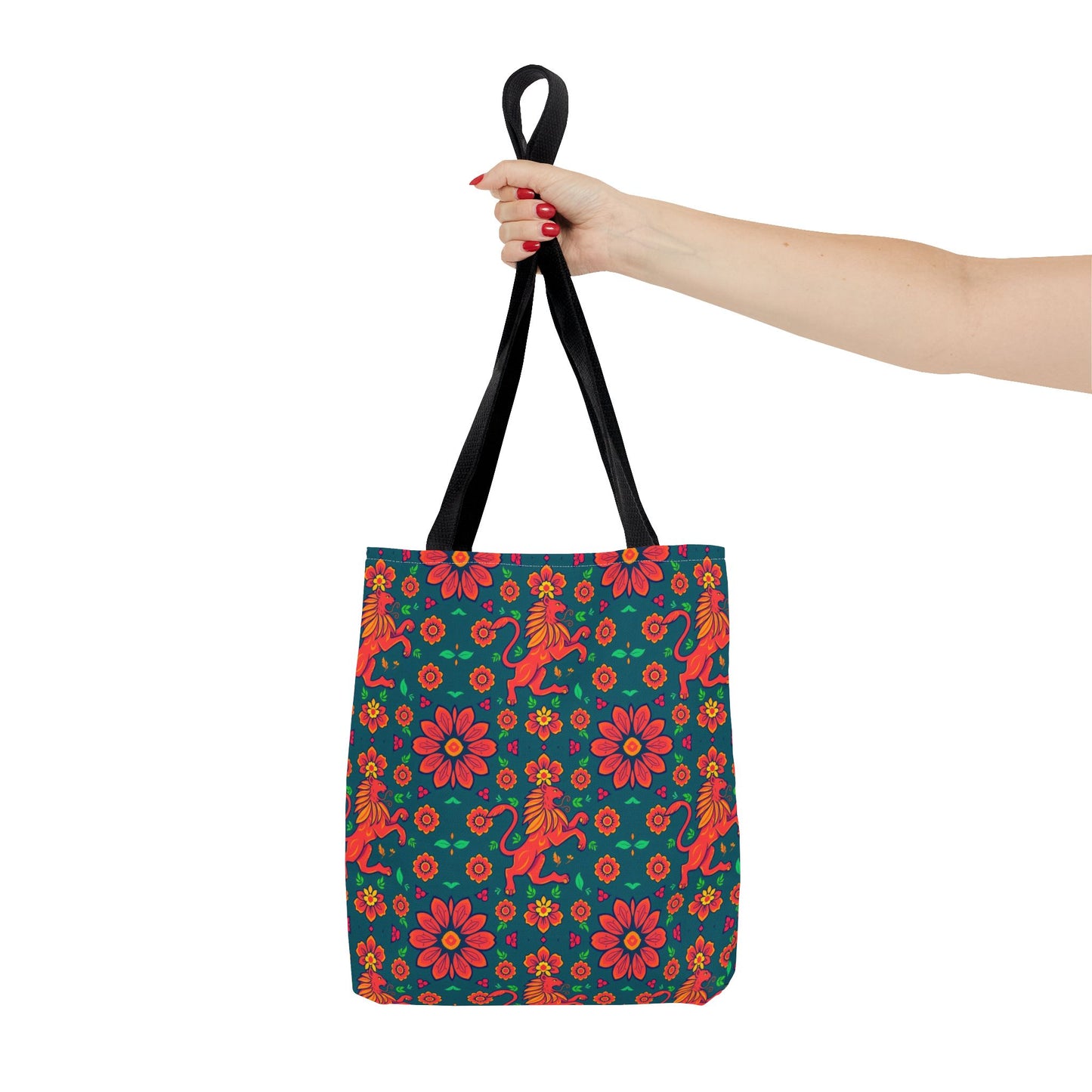 Tote Bag, (AOP), Leo, Zodiac v4, Flower Pattern