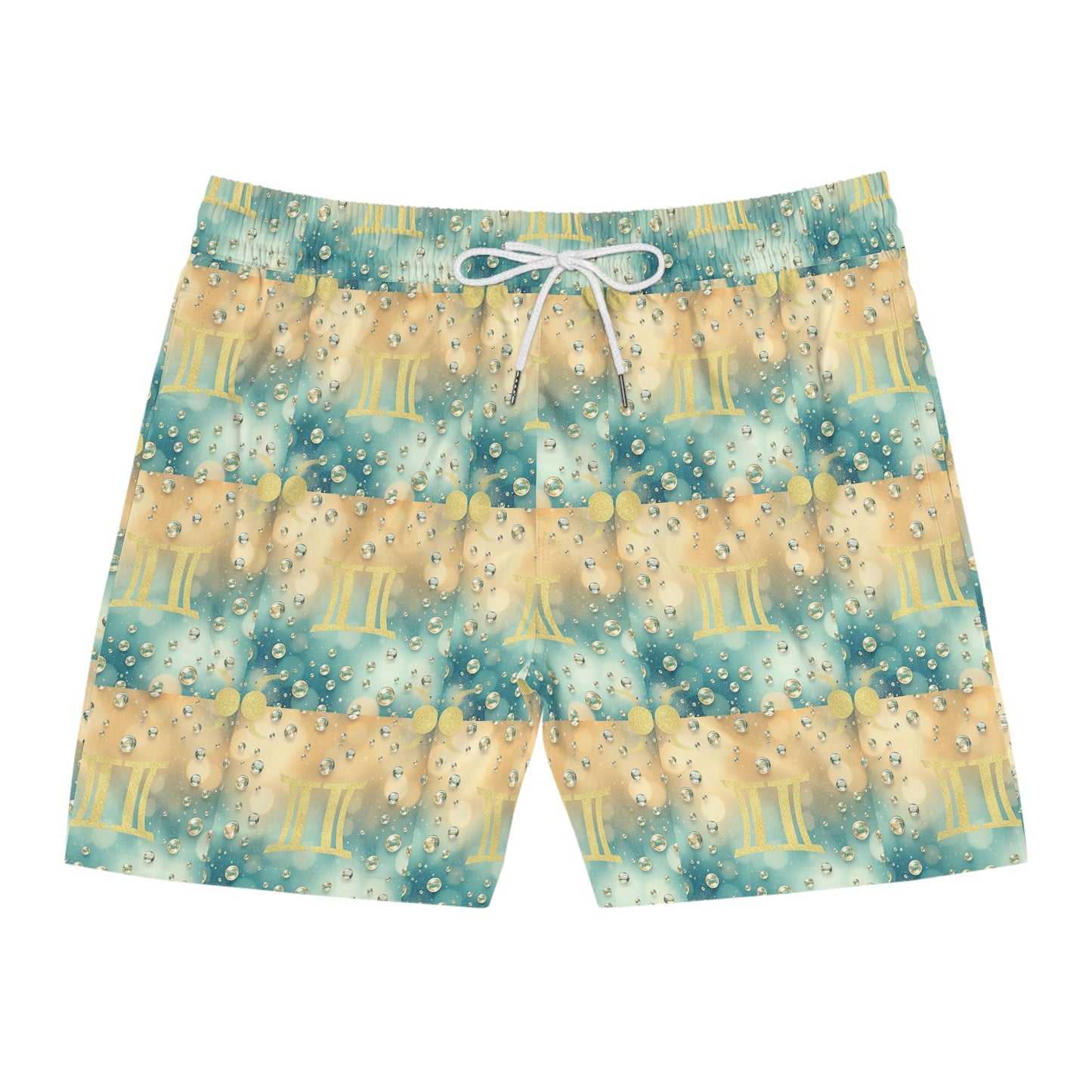 Men's Mid-Length Swim Shorts, (AOP), Gemini, Zodiac v4, Bubble Pattern