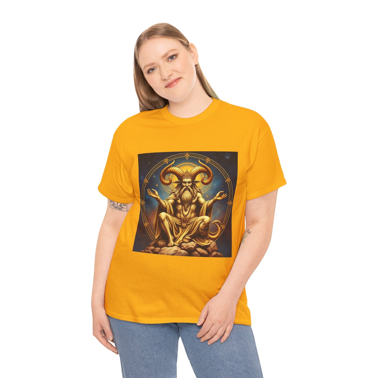 Unisex Heavy Cotton T-Shirt, On The Throne, Taurus Zodiac Design