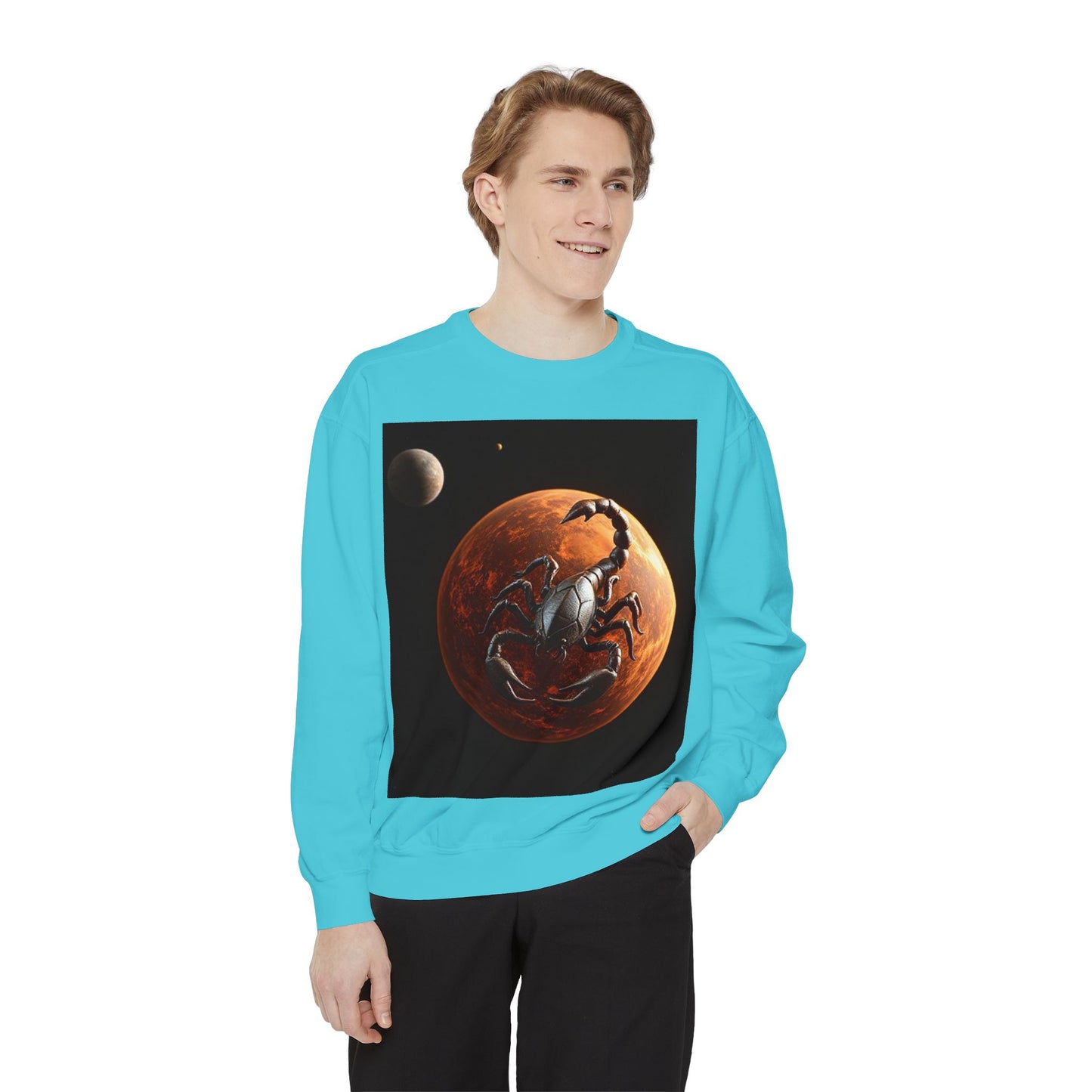 Garment-Dyed Sweatshirt, Unisex, Space Animal Design, Scorpio
