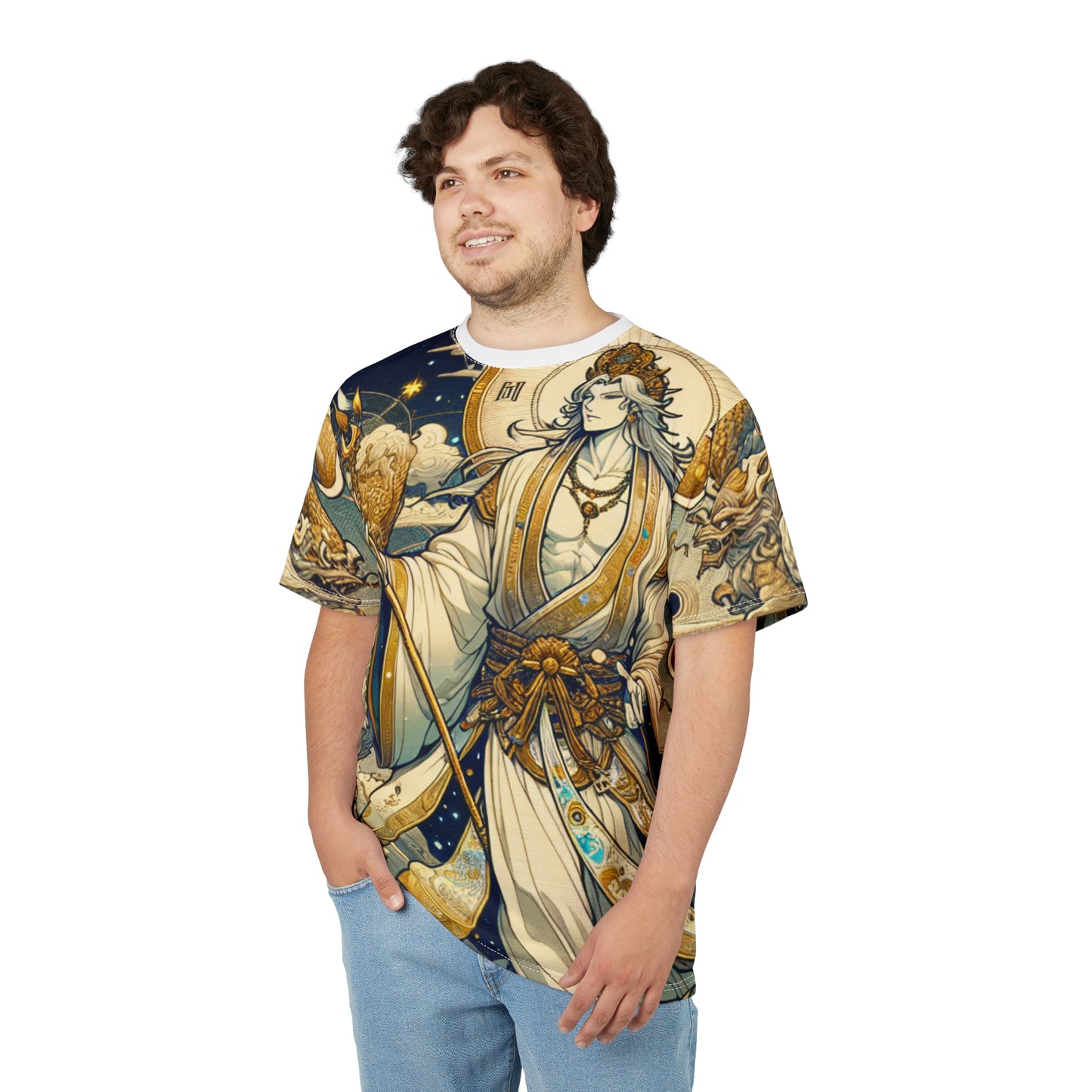 Unisex Cut & Sew T-Shirt (AOP), Anime Character, Capricorn Zodiac Design, Regular fit, 100% Polyester