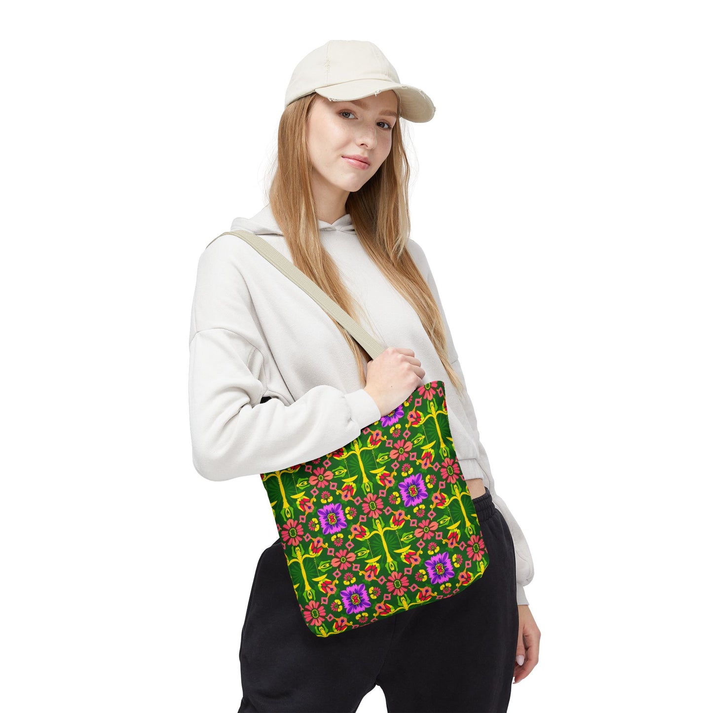 Tote Bag (AOP), Libra, Zodiac, Flower Pattern