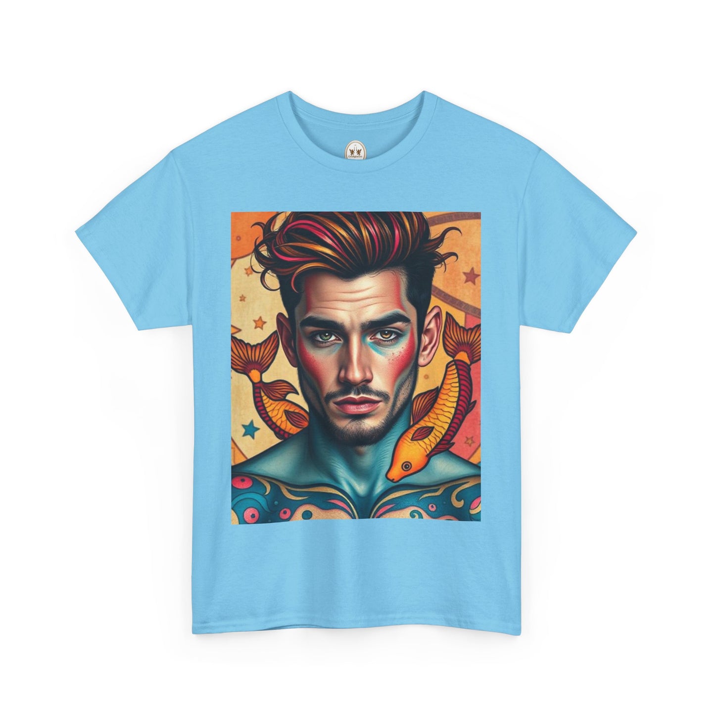 Unisex Heavy Cotton T-Shirt, Pisces, Zodiac v2, Sexy Art