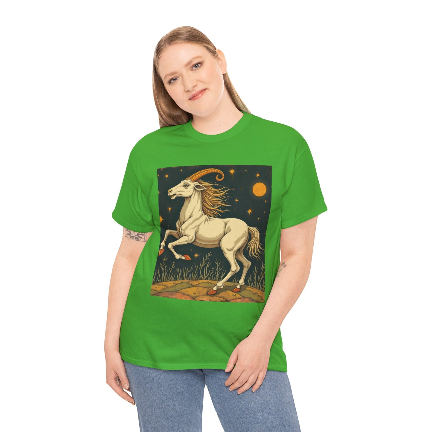 Unisex Heavy Cotton T-Shirt, Aries Animal, Zodiac Design