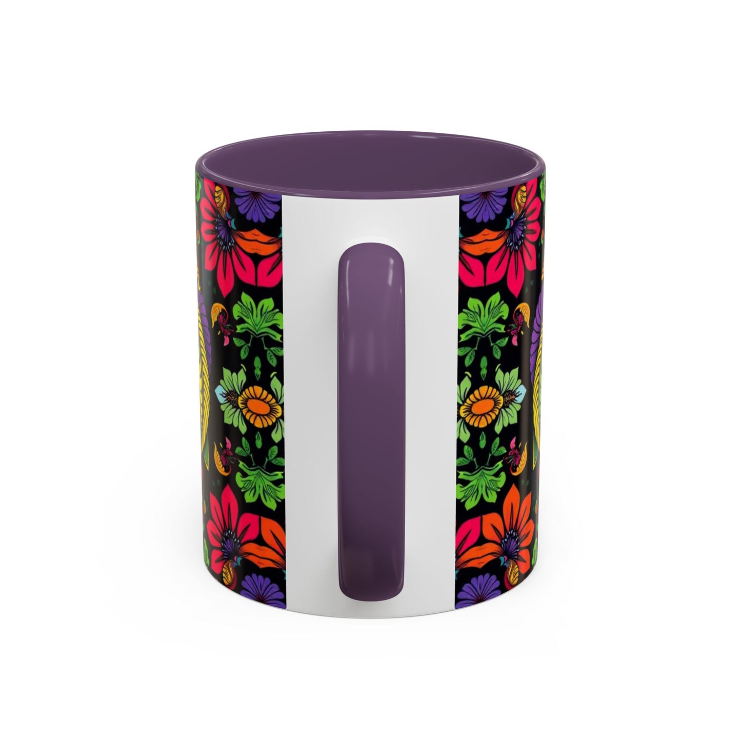Accent Coffee Mug, Pisces, Zodiac v3, Flower Pattern, (11, 15oz)