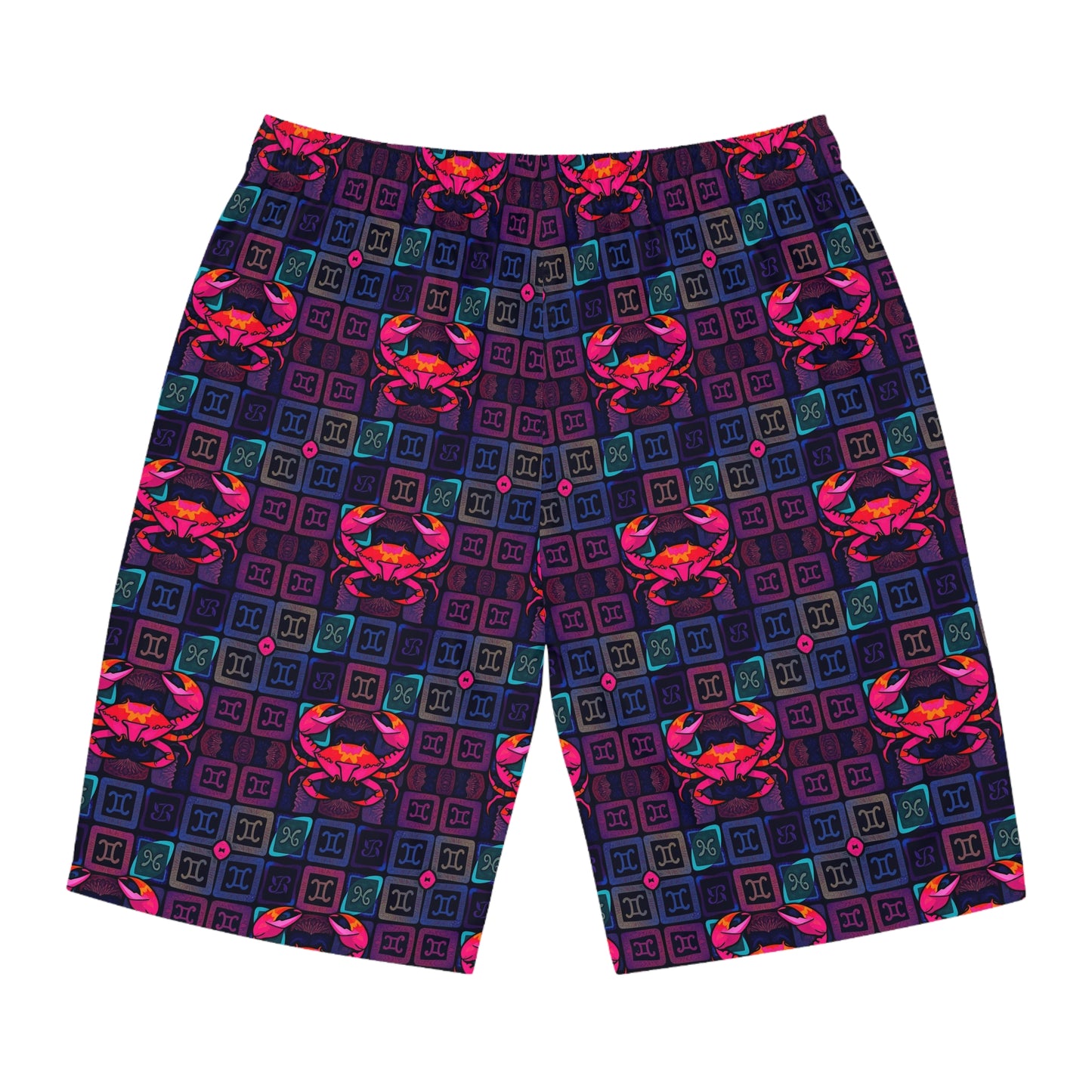 Men's Board Shorts, (AOP), Cancer, Zodiac v2, Shape Pattern