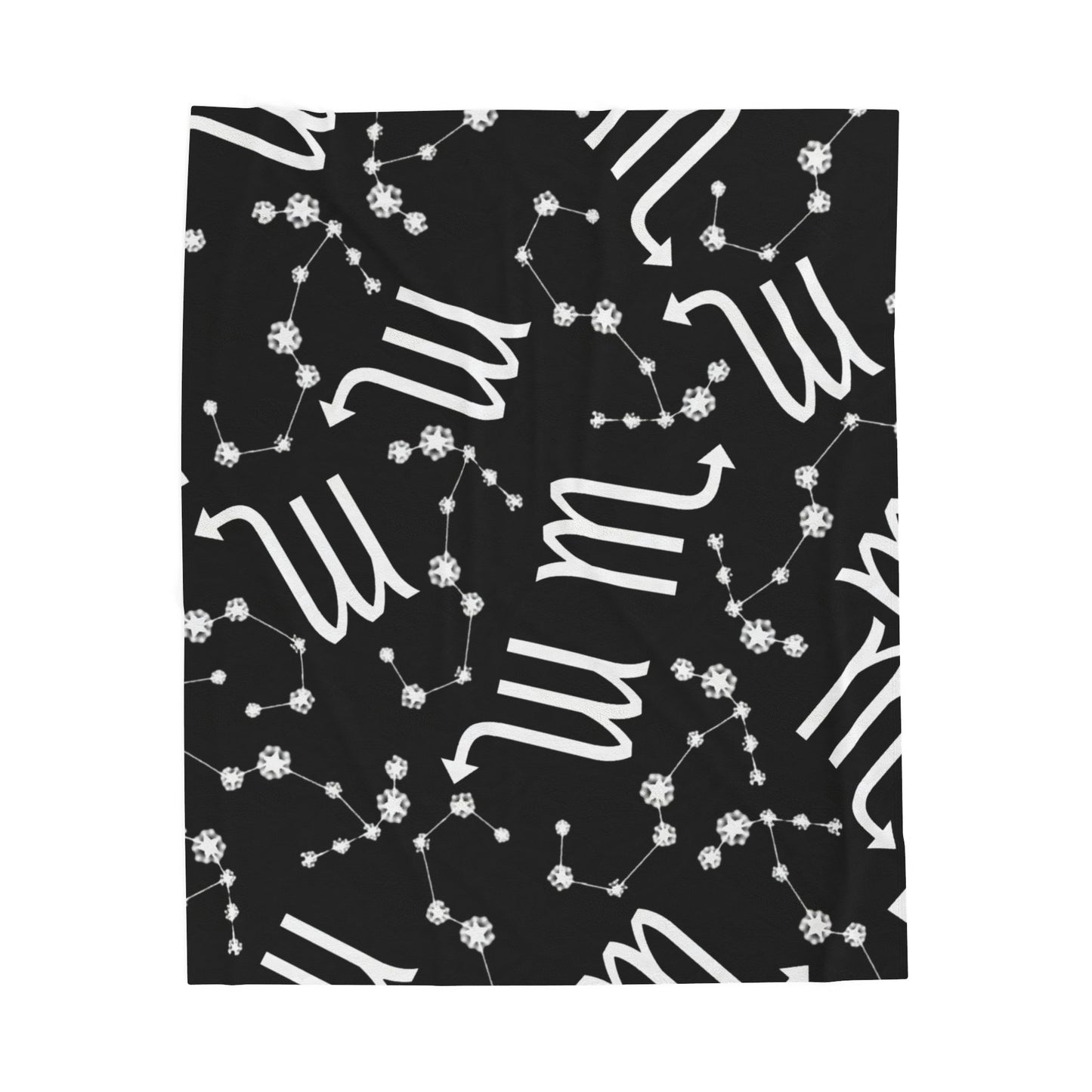 Velveteen Plush Blanket, Scorpio Zodiac Sign, Constellation & Symbol, Black, 100% polyester