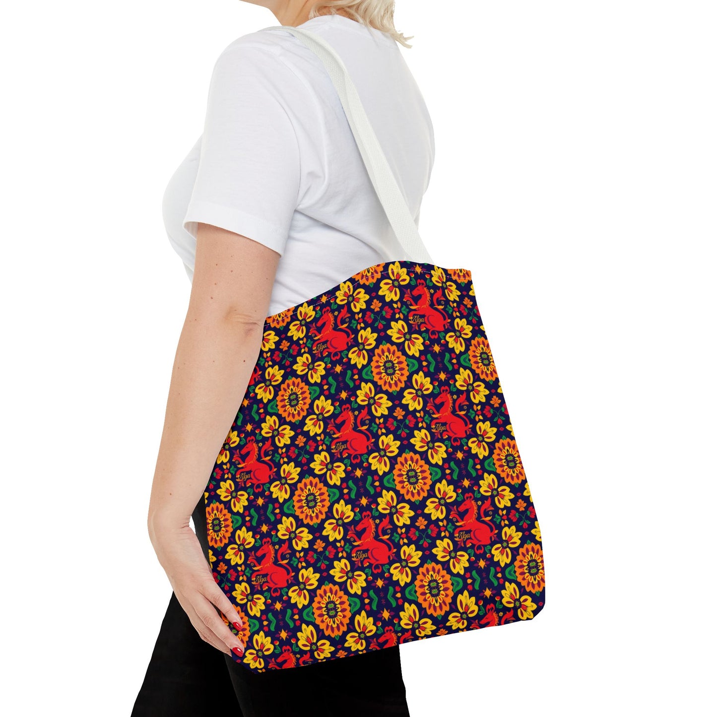 Tote Bag (AOP), Virgo, Zodiac, Flower Pattern