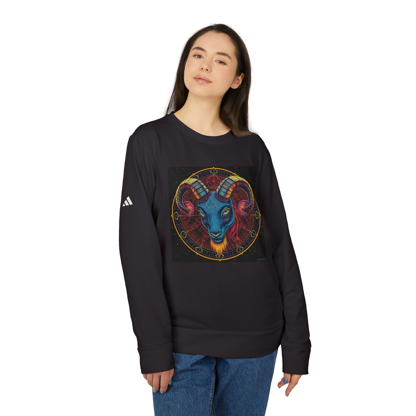 Adidas, Unisex Fleece Crewneck Sweatshirt, Aries, Pop Art v1, Zodiac